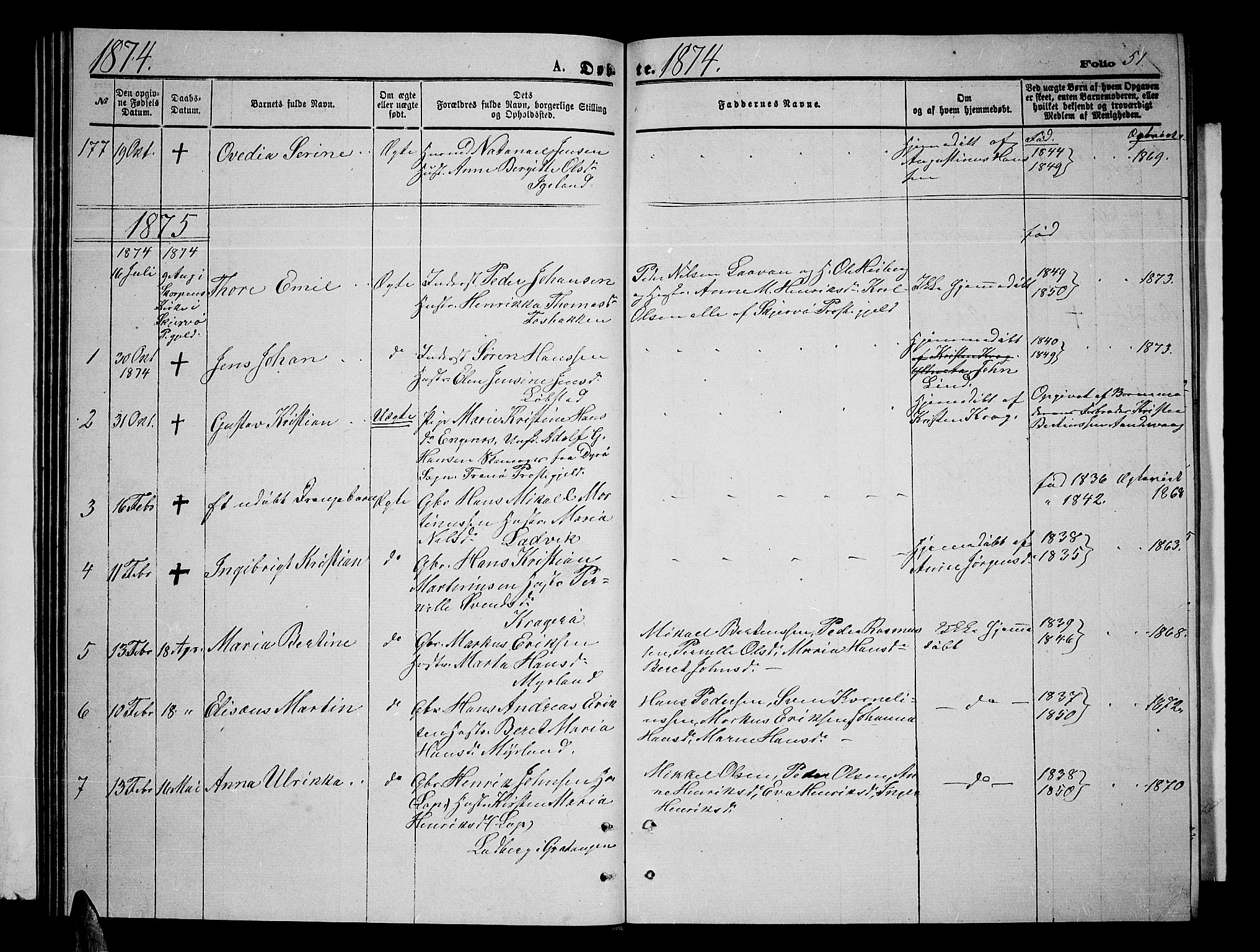 Ibestad sokneprestembete, SATØ/S-0077/H/Ha/Hab/L0006klokker: Parish register (copy) no. 6, 1871-1879, p. 51