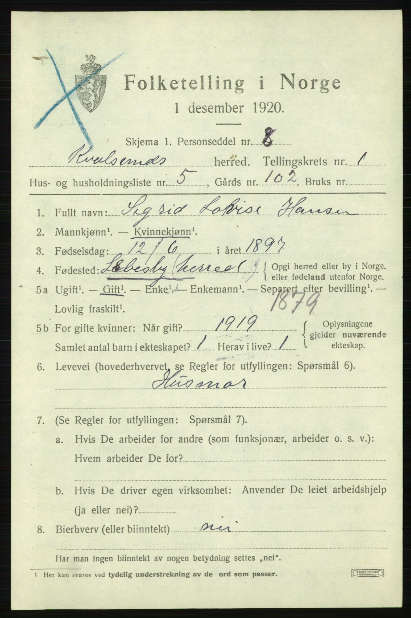SATØ, 1920 census for , 1920, p. 516