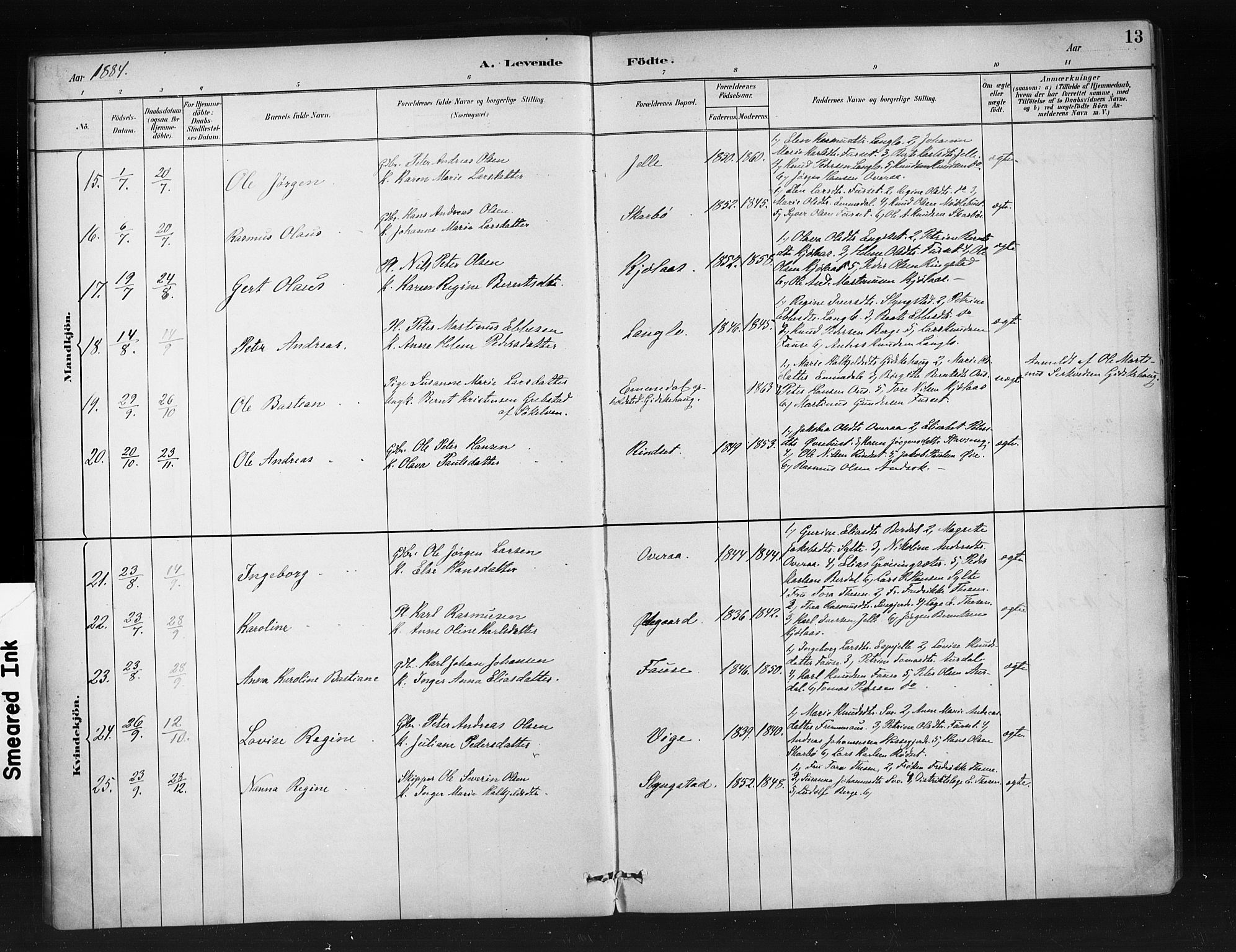 Ministerialprotokoller, klokkerbøker og fødselsregistre - Møre og Romsdal, SAT/A-1454/520/L0283: Parish register (official) no. 520A12, 1882-1898, p. 13