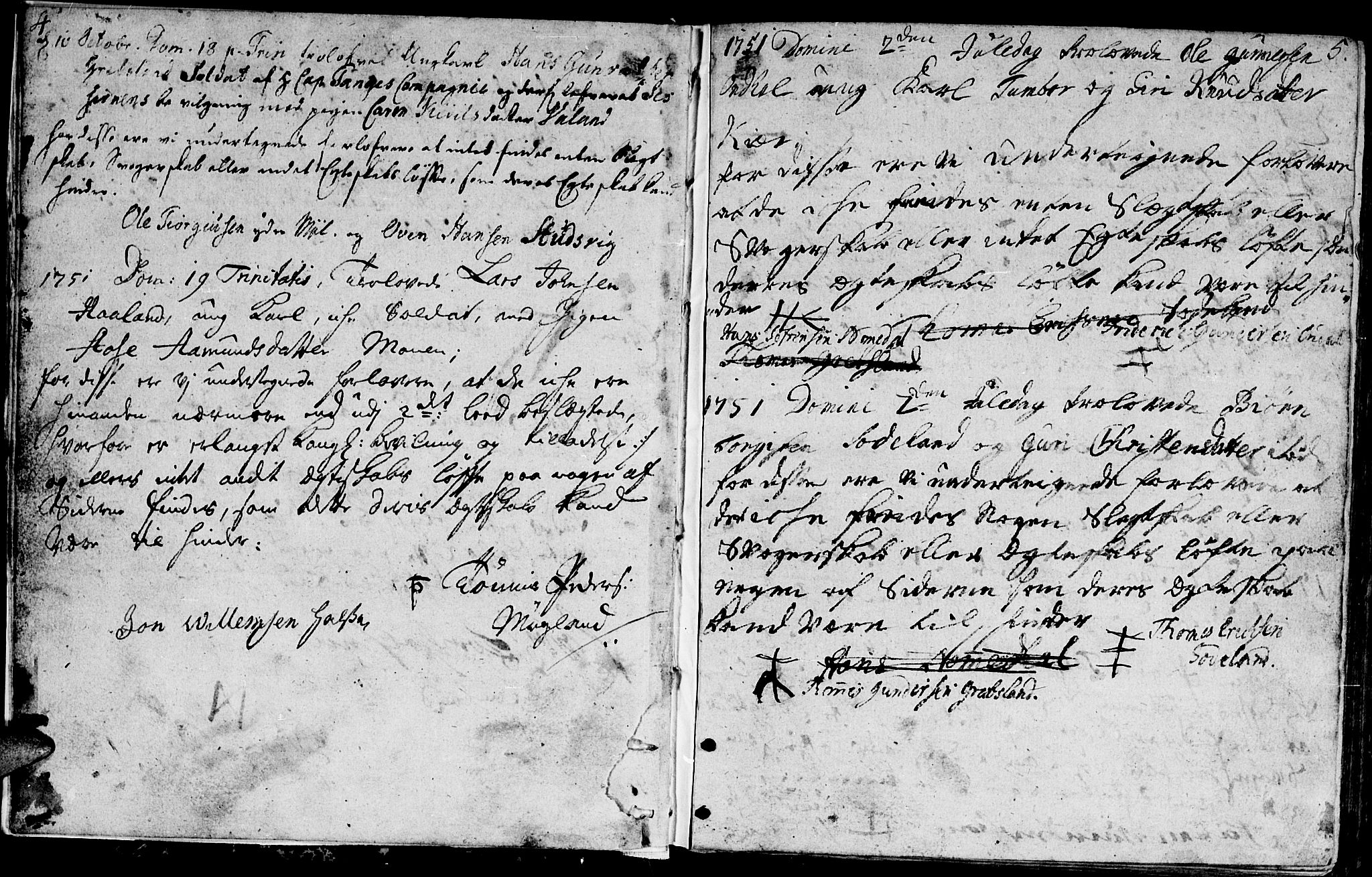 Holum sokneprestkontor, SAK/1111-0022/F/Fa/Faa/L0001: Parish register (official) no. A 1, 1750-1802, p. 4-5
