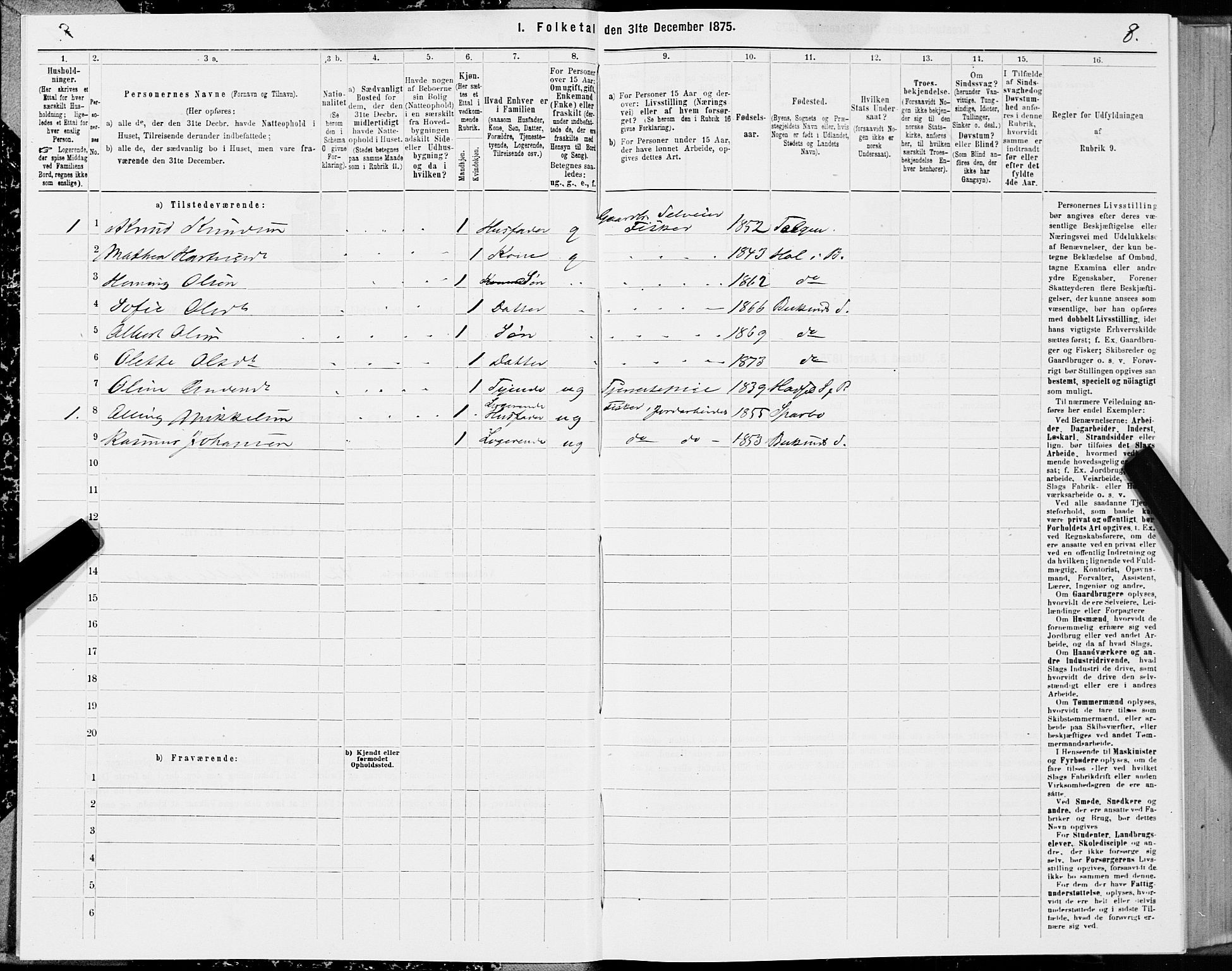 SAT, 1875 census for 1860P Buksnes, 1875, p. 2008