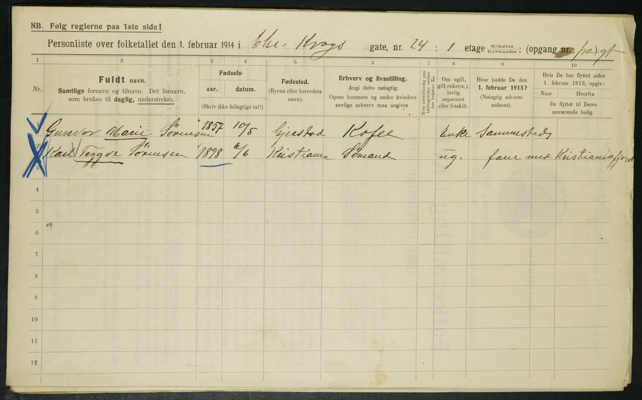 OBA, Municipal Census 1914 for Kristiania, 1914, p. 12033