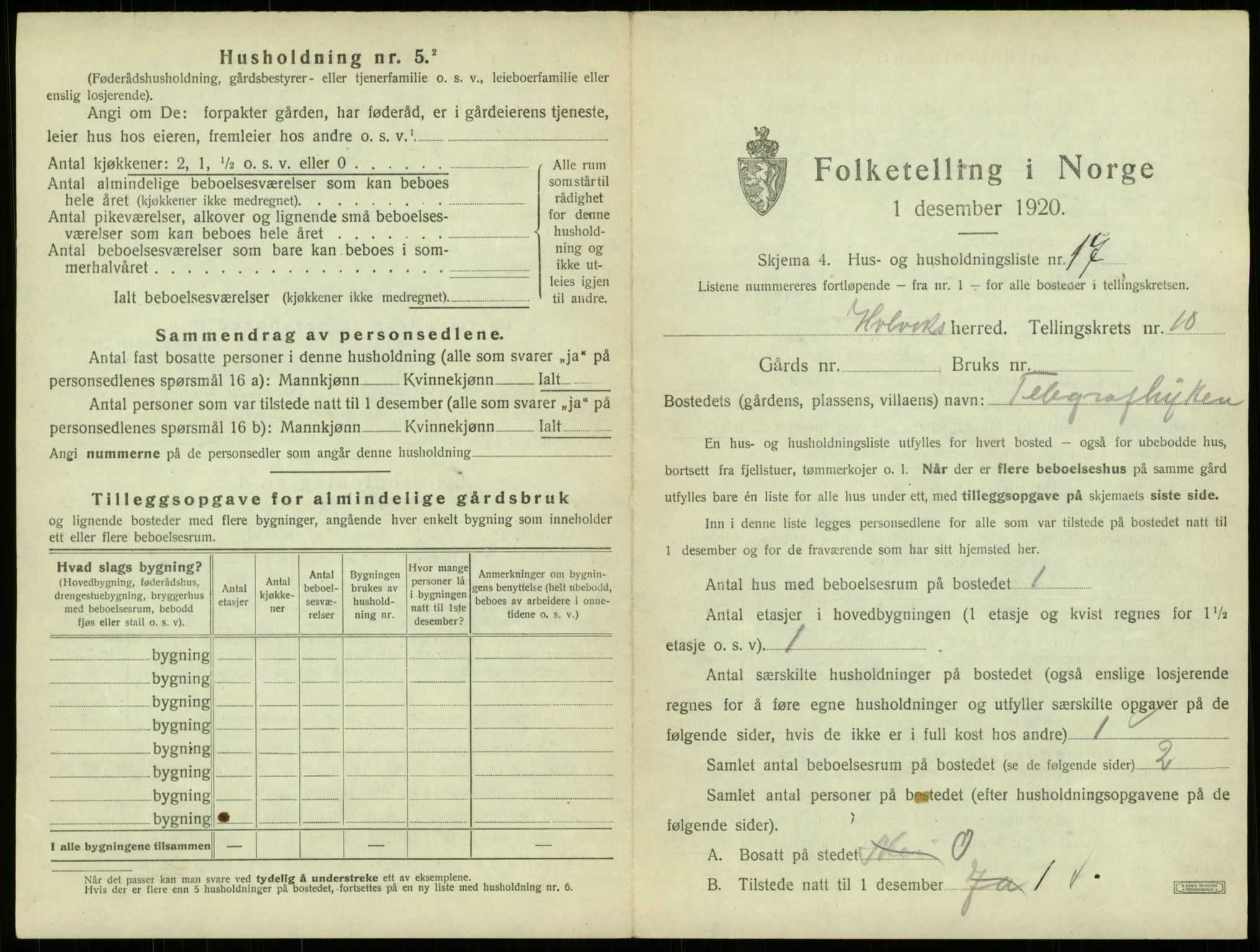 SAB, 1920 census for Ulvik, 1920, p. 79