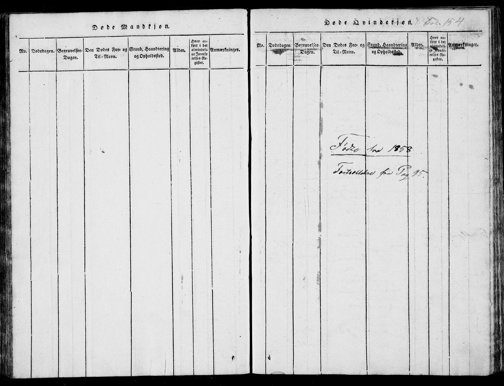 Nedstrand sokneprestkontor, SAST/A-101841/01/IV: Parish register (official) no. A 7, 1816-1870, p. 154