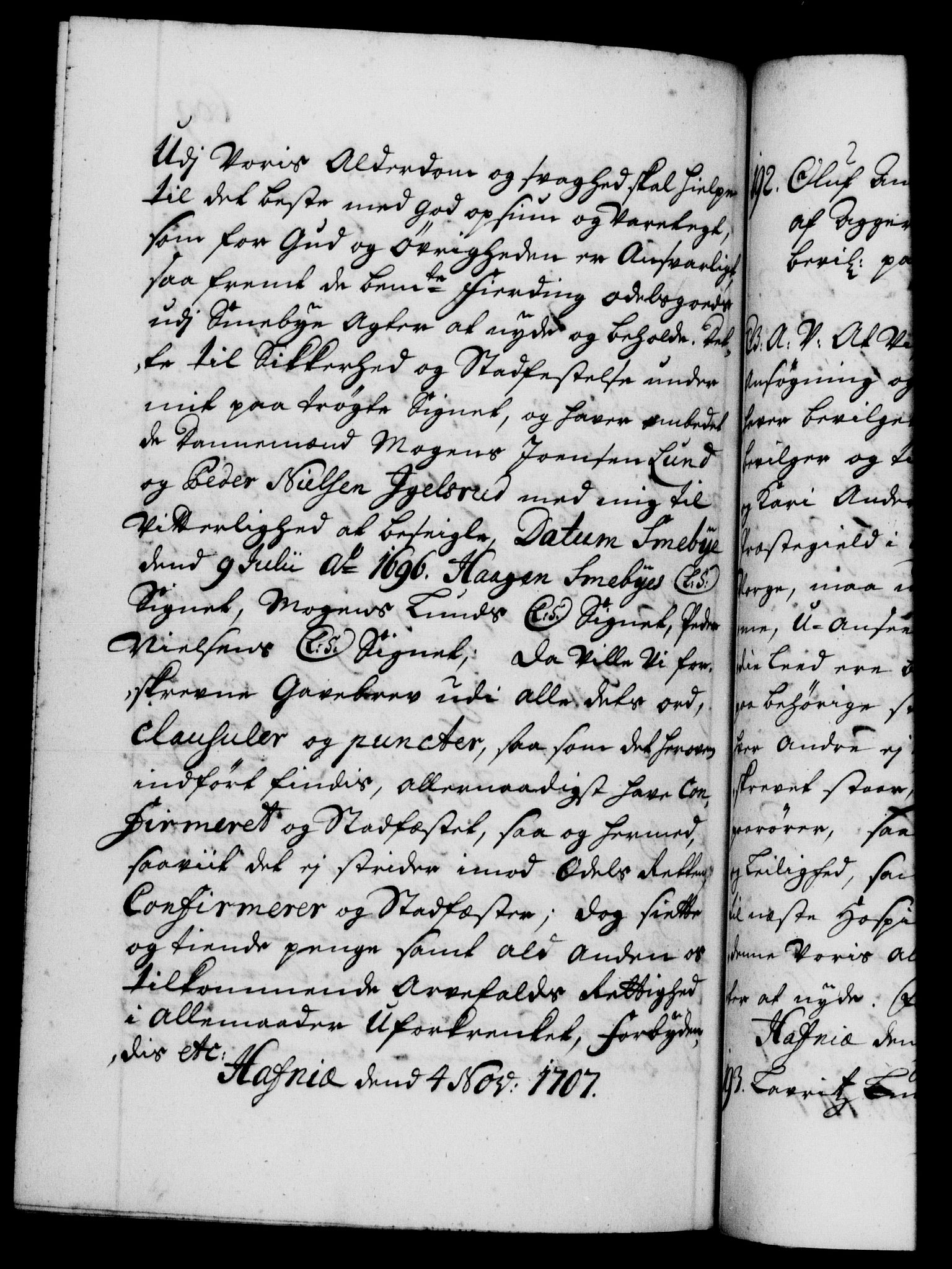 Danske Kanselli 1572-1799, AV/RA-EA-3023/F/Fc/Fca/Fcaa/L0019: Norske registre, 1704-1707, p. 609b