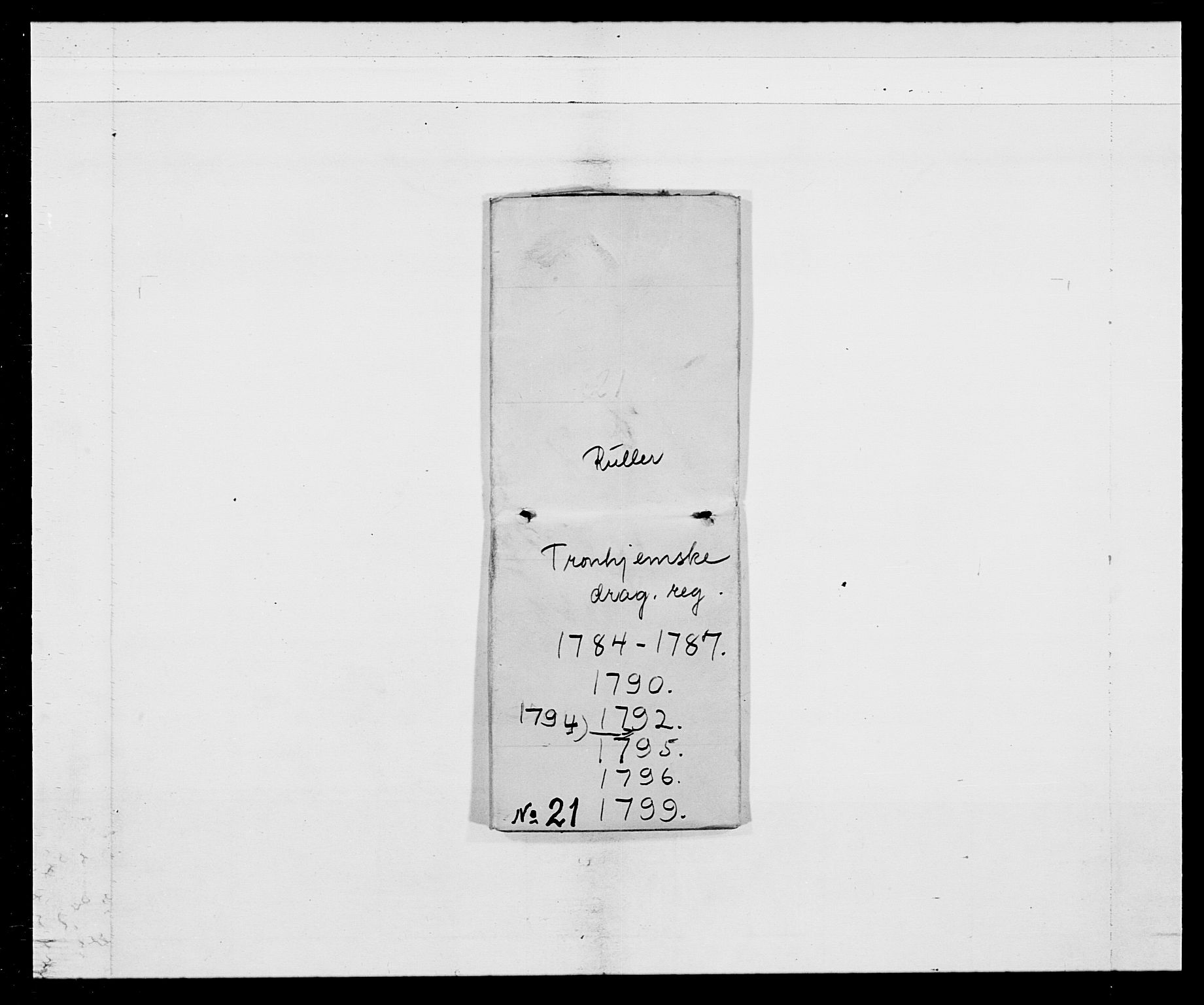 Generalitets- og kommissariatskollegiet, Det kongelige norske kommissariatskollegium, AV/RA-EA-5420/E/Eh/L0021: Trondheimske dragonregiment, 1784-1799, p. 13