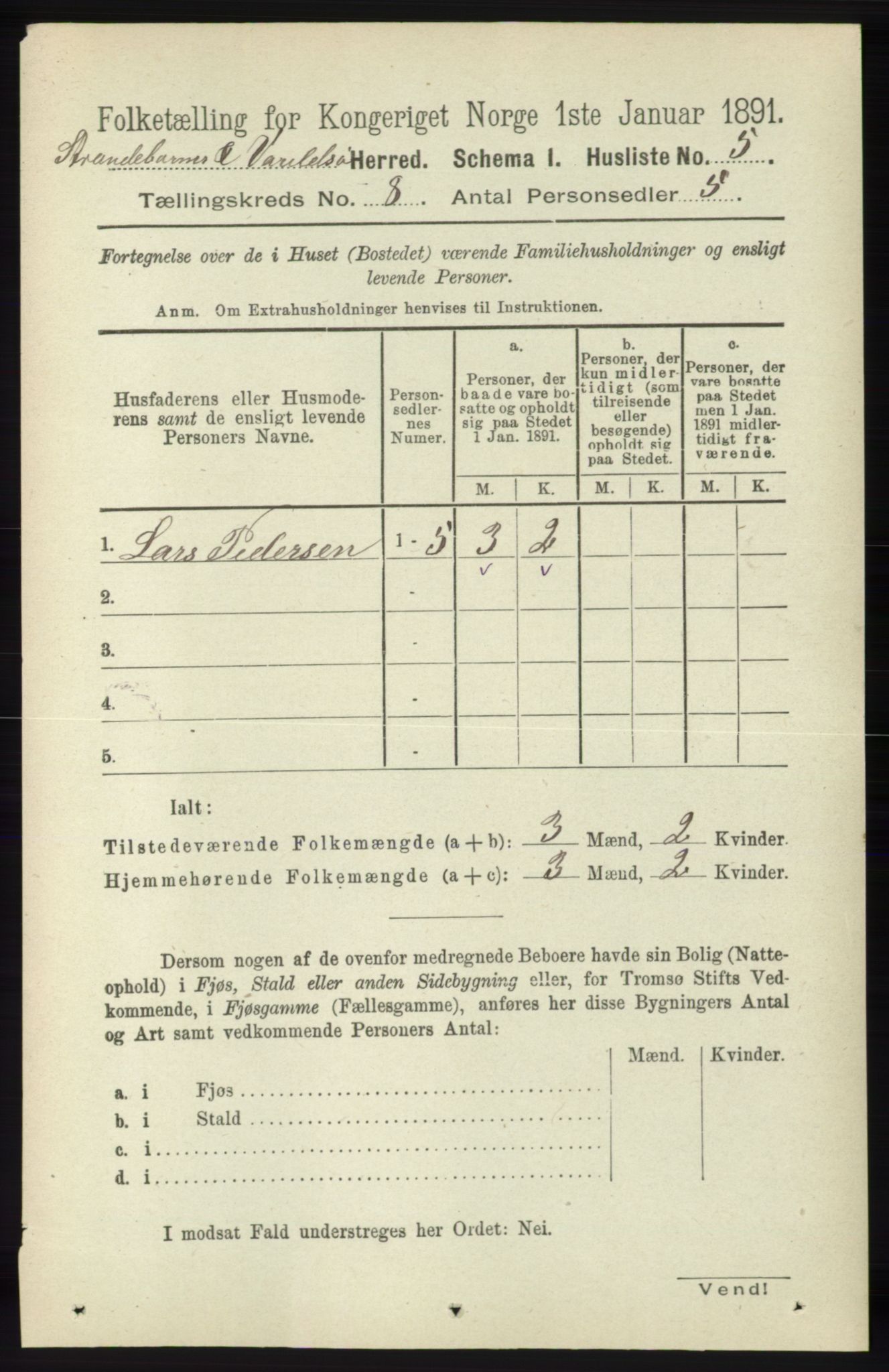 RA, 1891 census for 1226 Strandebarm og Varaldsøy, 1891, p. 2938