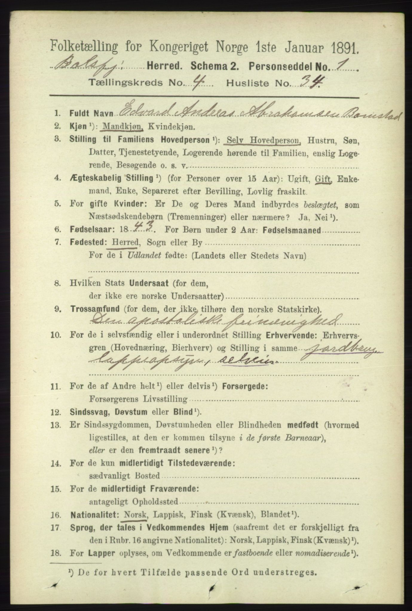 RA, 1891 census for 1933 Balsfjord, 1891, p. 1359