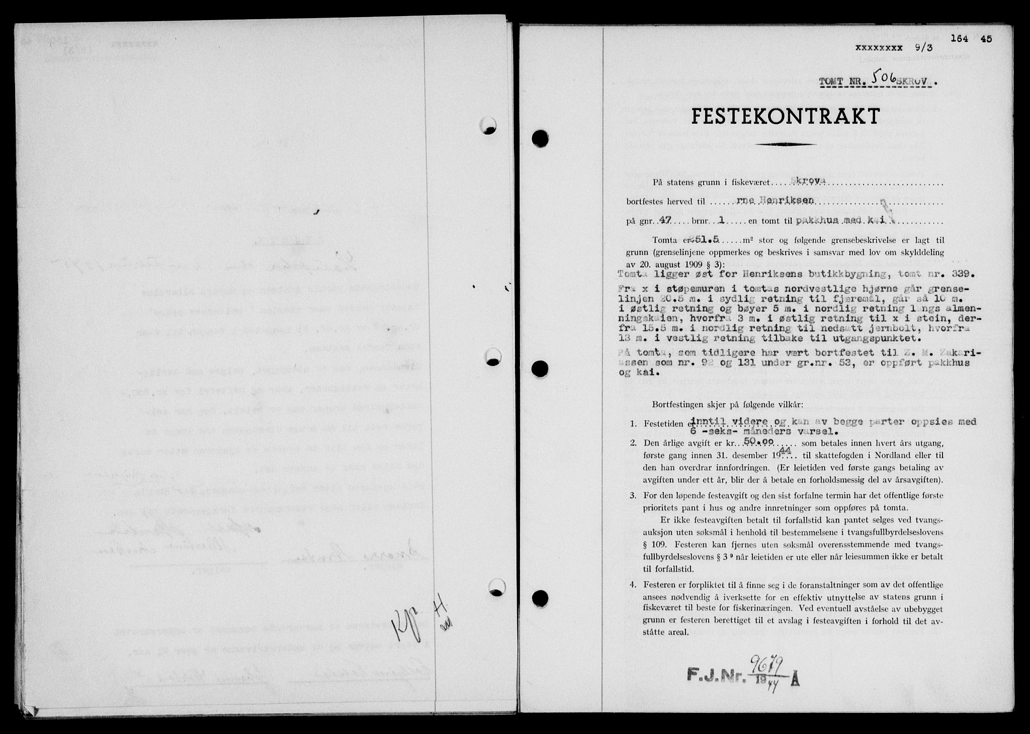 Lofoten sorenskriveri, SAT/A-0017/1/2/2C/L0013a: Mortgage book no. 13a, 1944-1946, Diary no: : 164/1945
