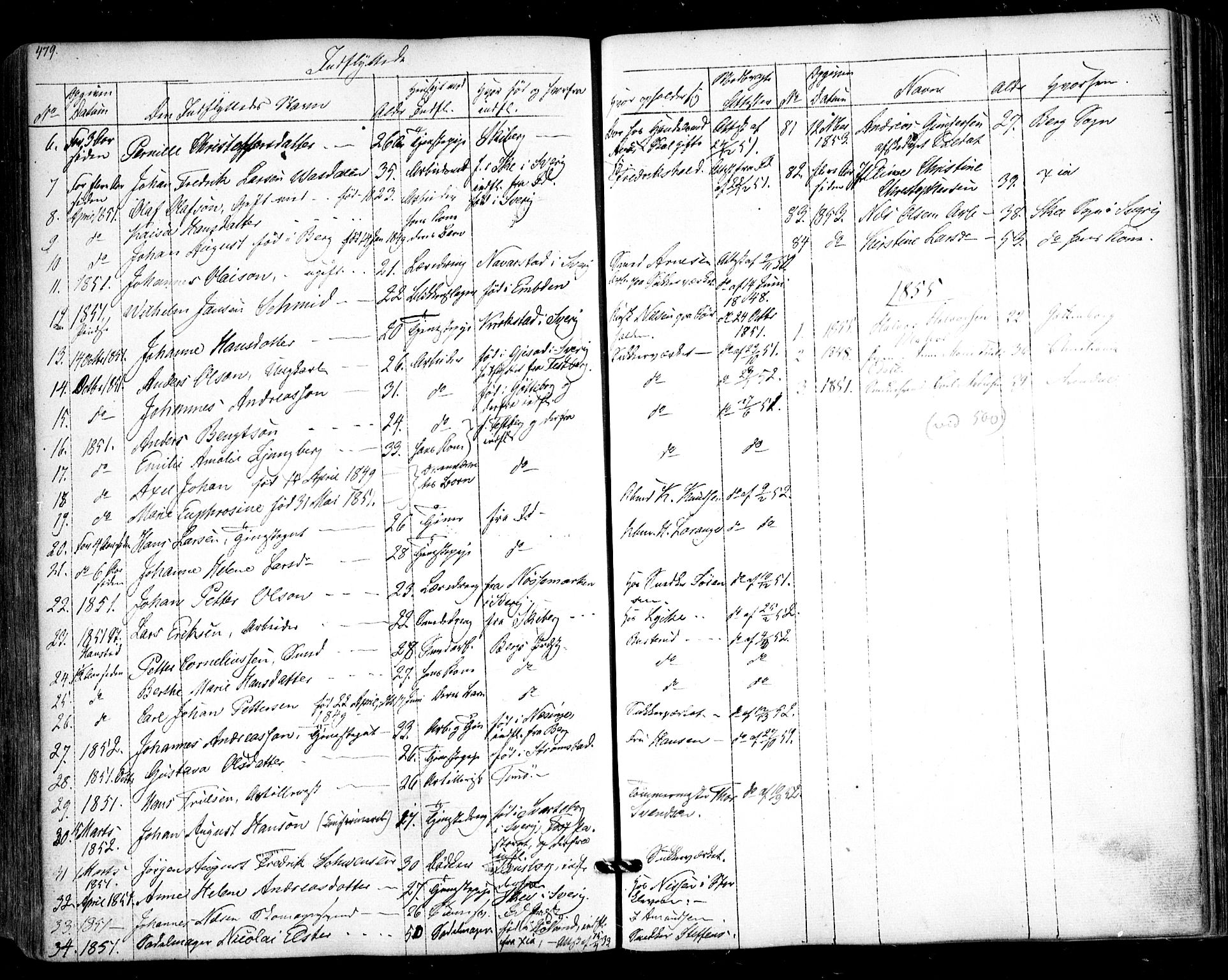 Halden prestekontor Kirkebøker, AV/SAO-A-10909/F/Fa/L0006: Parish register (official) no. I 6, 1845-1856, p. 479