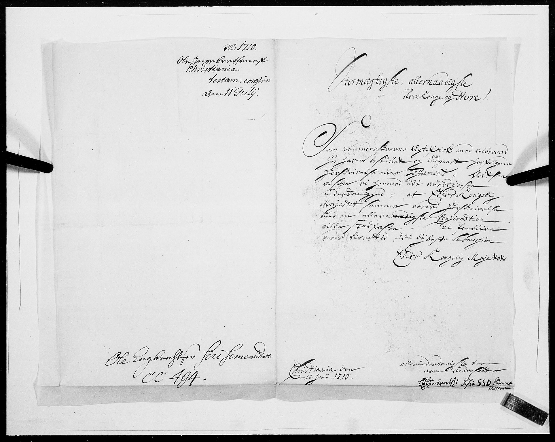 Danske Kanselli 1572-1799, AV/RA-EA-3023/F/Fc/Fcc/Fcca/L0069: Norske innlegg 1572-1799, 1710, p. 14