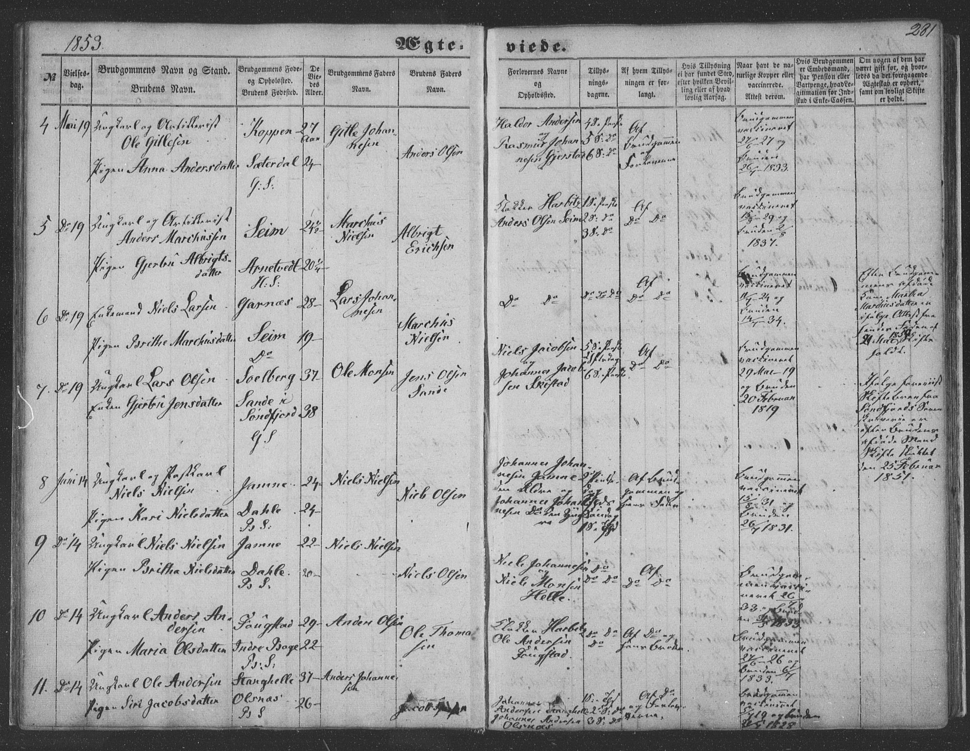 Haus sokneprestembete, SAB/A-75601/H/Haa: Parish register (official) no. A 16 II, 1848-1857, p. 281