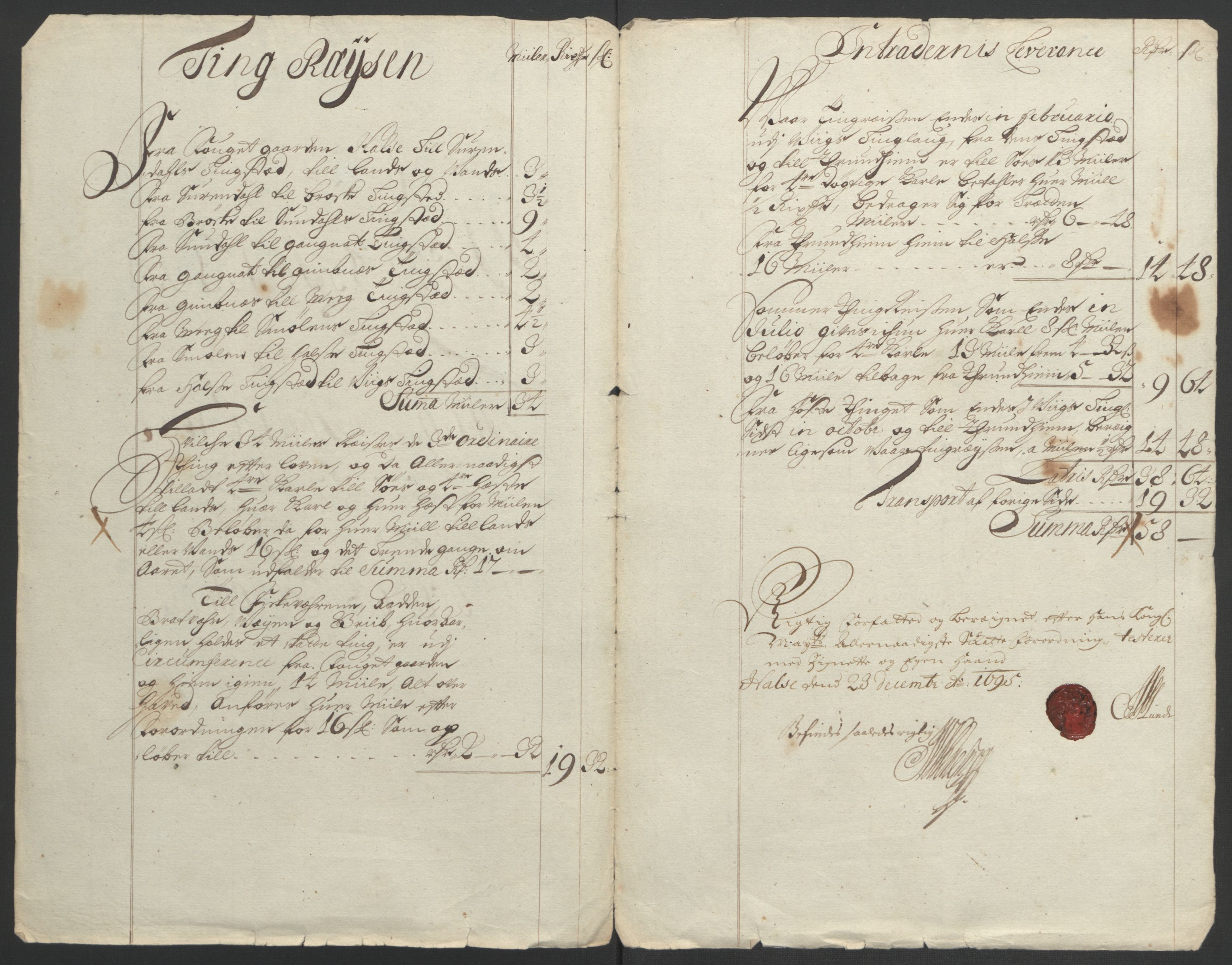 Rentekammeret inntil 1814, Reviderte regnskaper, Fogderegnskap, RA/EA-4092/R56/L3736: Fogderegnskap Nordmøre, 1694-1696, p. 190