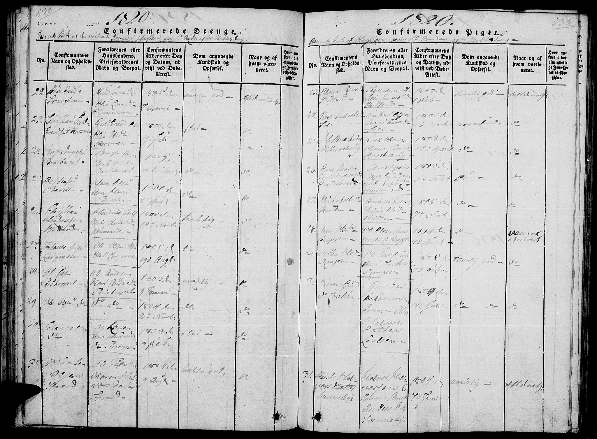 Hof prestekontor, AV/SAH-PREST-038/H/Ha/Haa/L0005: Parish register (official) no. 5, 1816-1822, p. 532-533