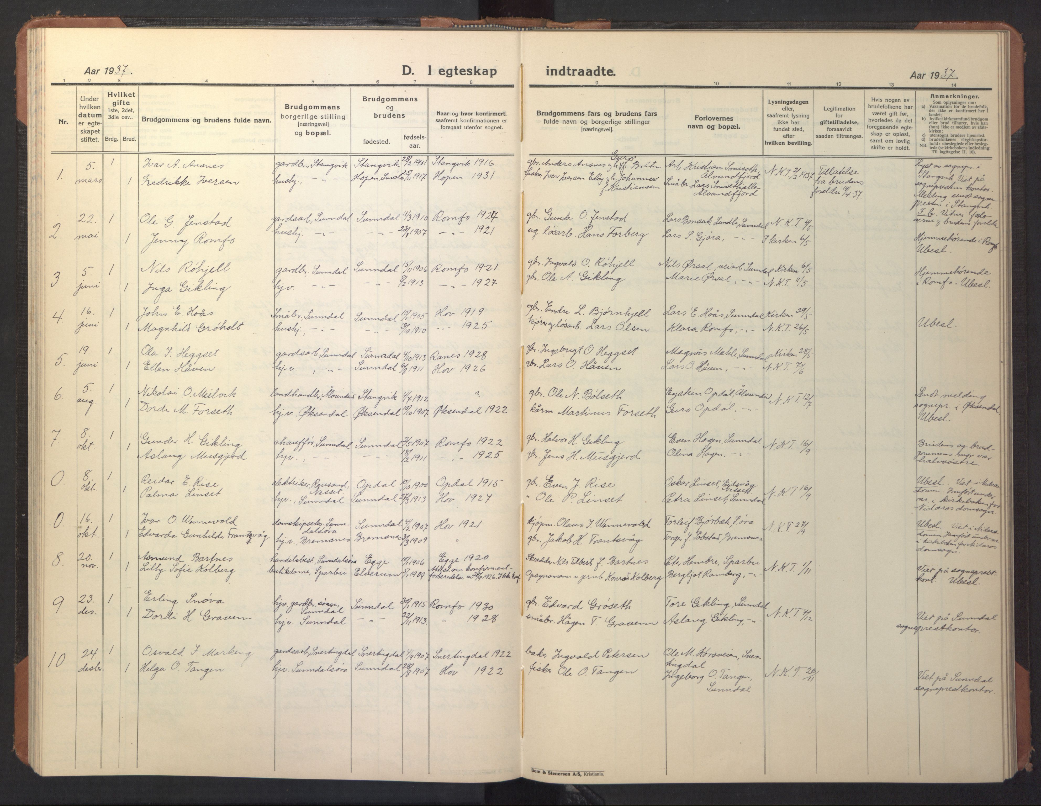 Ministerialprotokoller, klokkerbøker og fødselsregistre - Møre og Romsdal, AV/SAT-A-1454/590/L1018: Parish register (copy) no. 590C03, 1922-1950