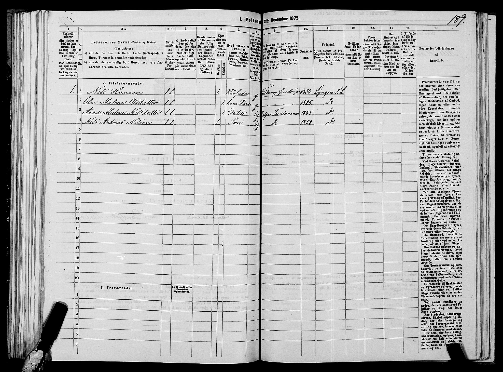 SATØ, 1875 census for 2025P Tana, 1875, p. 1189