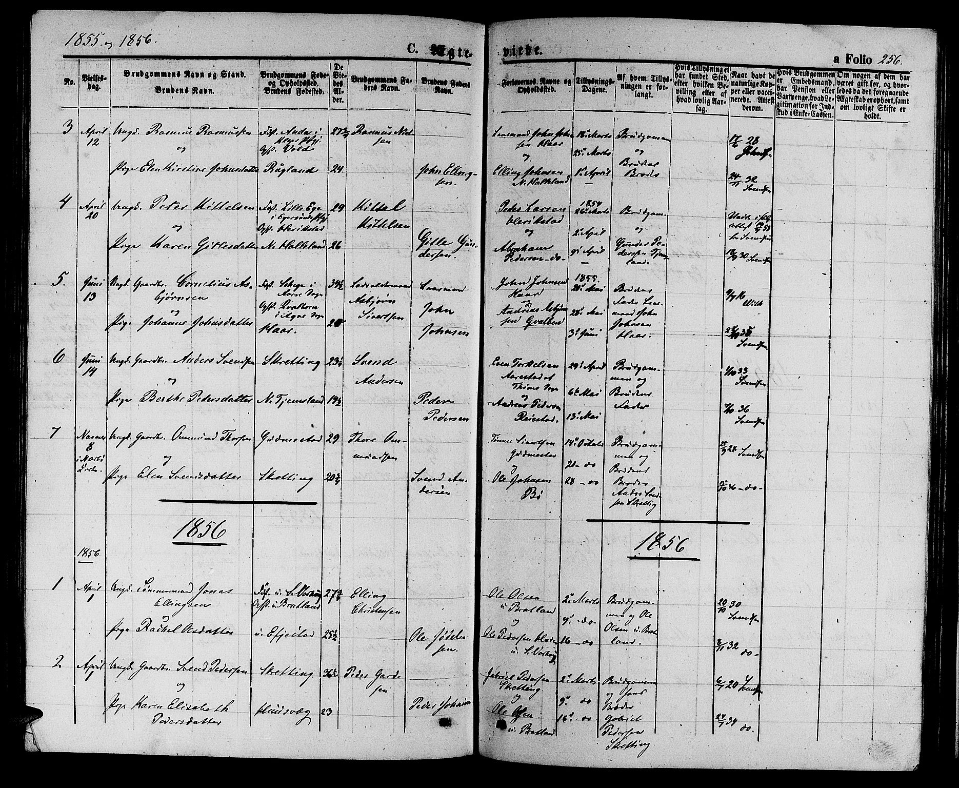 Hå sokneprestkontor, AV/SAST-A-101801/001/30BB/L0002: Parish register (copy) no. B 2, 1854-1883, p. 256