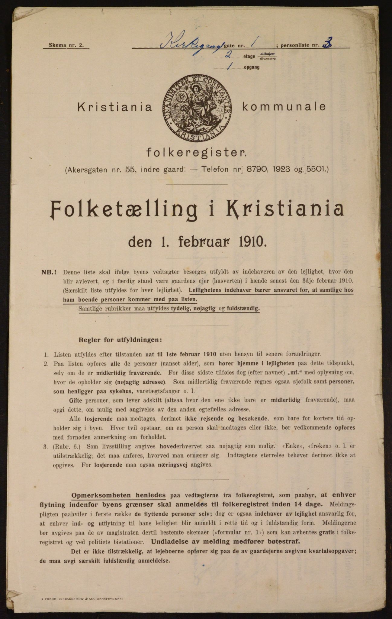 OBA, Municipal Census 1910 for Kristiania, 1910, p. 48487