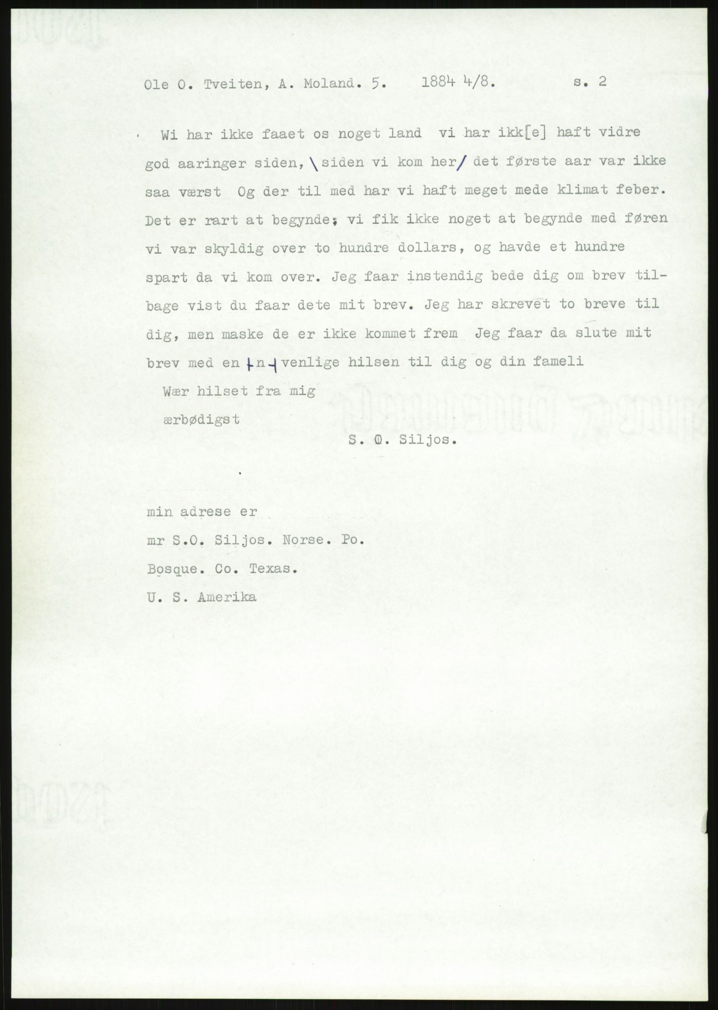 Samlinger til kildeutgivelse, Amerikabrevene, AV/RA-EA-4057/F/L0027: Innlån fra Aust-Agder: Dannevig - Valsgård, 1838-1914, p. 711