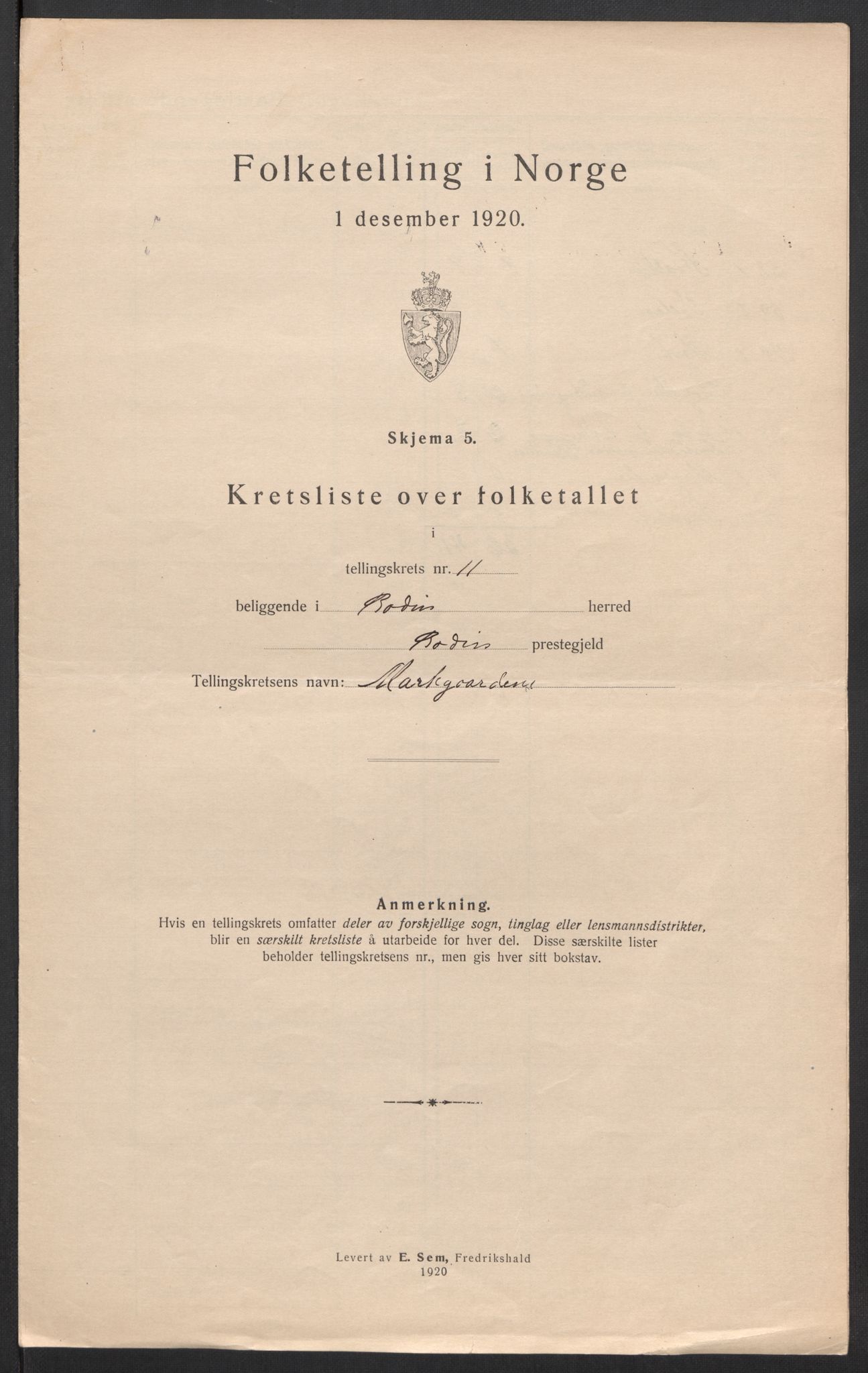 SAT, 1920 census for Bodin, 1920, p. 44