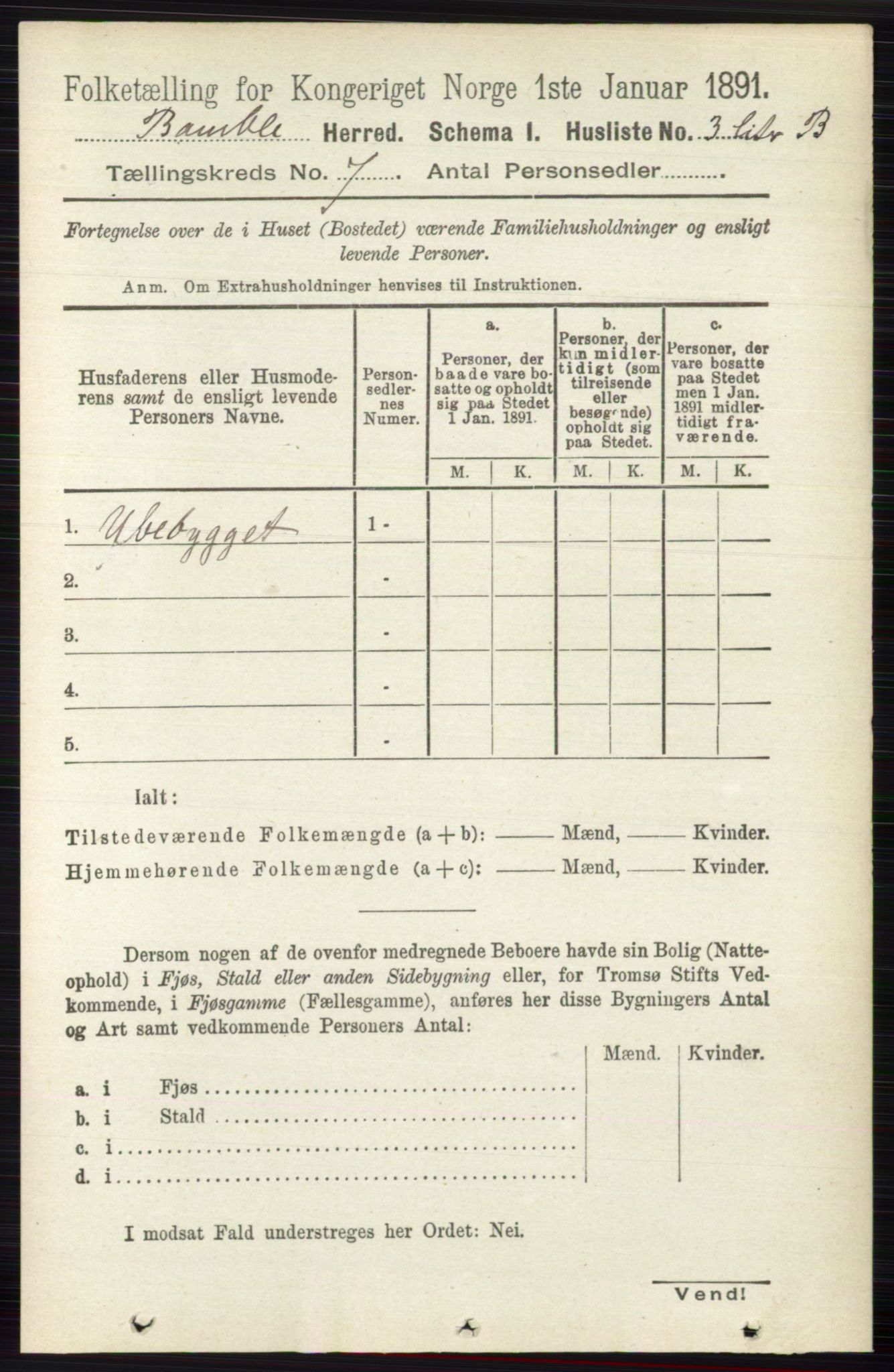 RA, 1891 census for 0814 Bamble, 1891, p. 2896