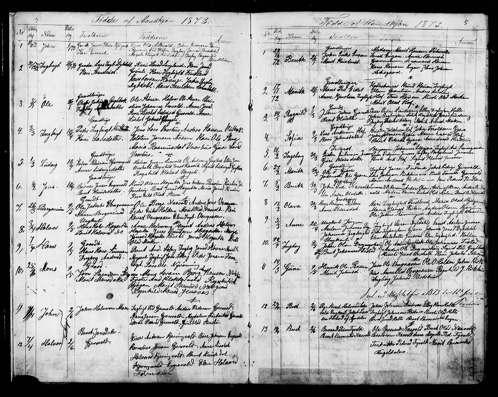Ministerialprotokoller, klokkerbøker og fødselsregistre - Sør-Trøndelag, SAT/A-1456/686/L0985: Parish register (copy) no. 686C01, 1871-1933, p. 5