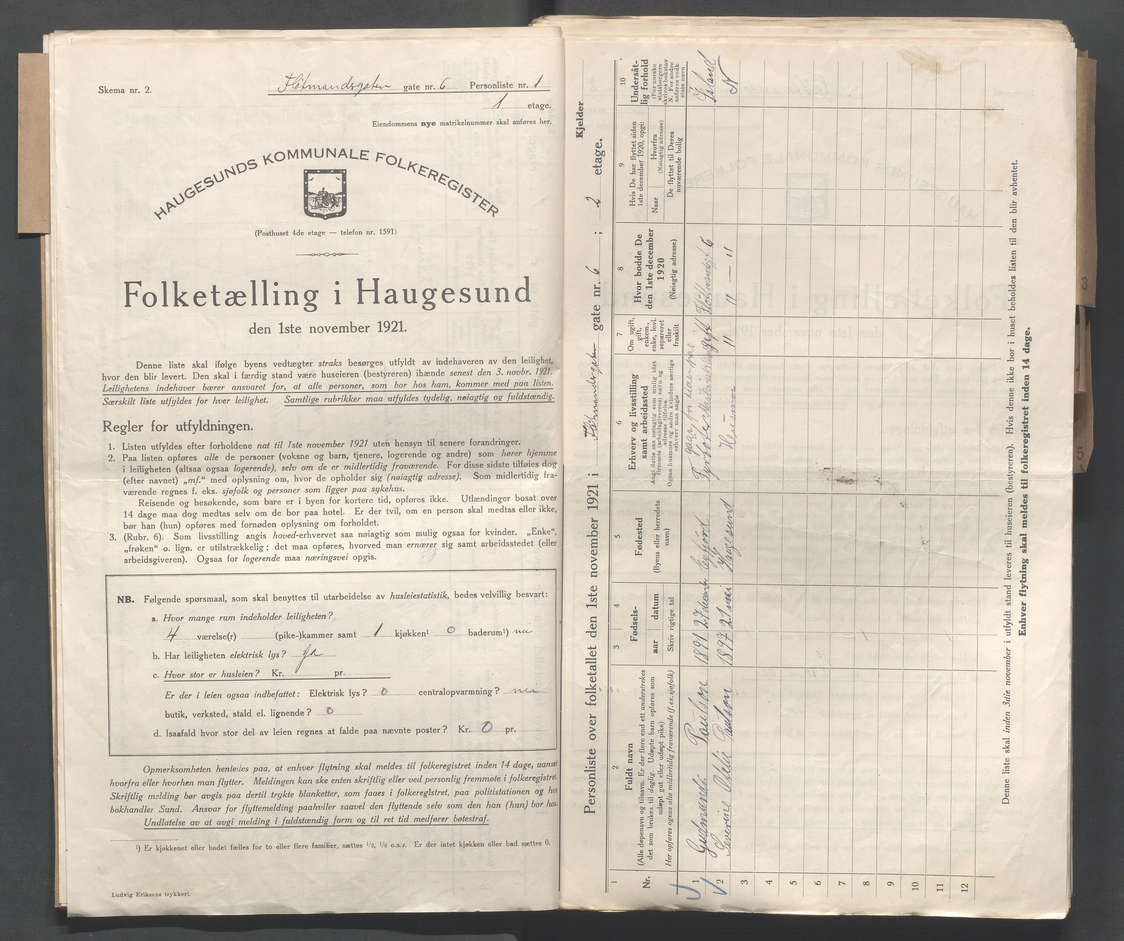 IKAR, Local census 1.11.1921 for Haugesund, 1921, p. 6658