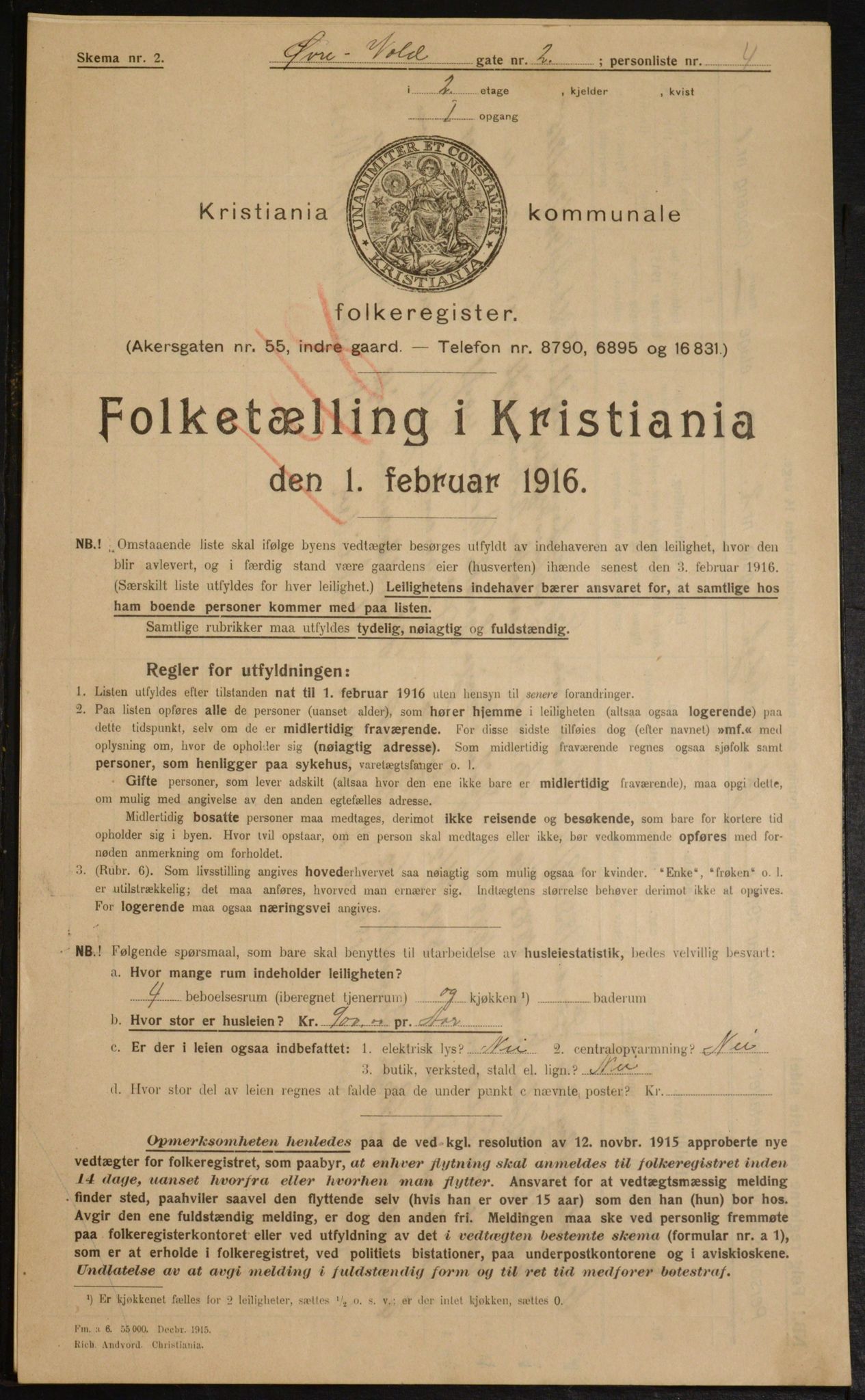 OBA, Municipal Census 1916 for Kristiania, 1916, p. 133798