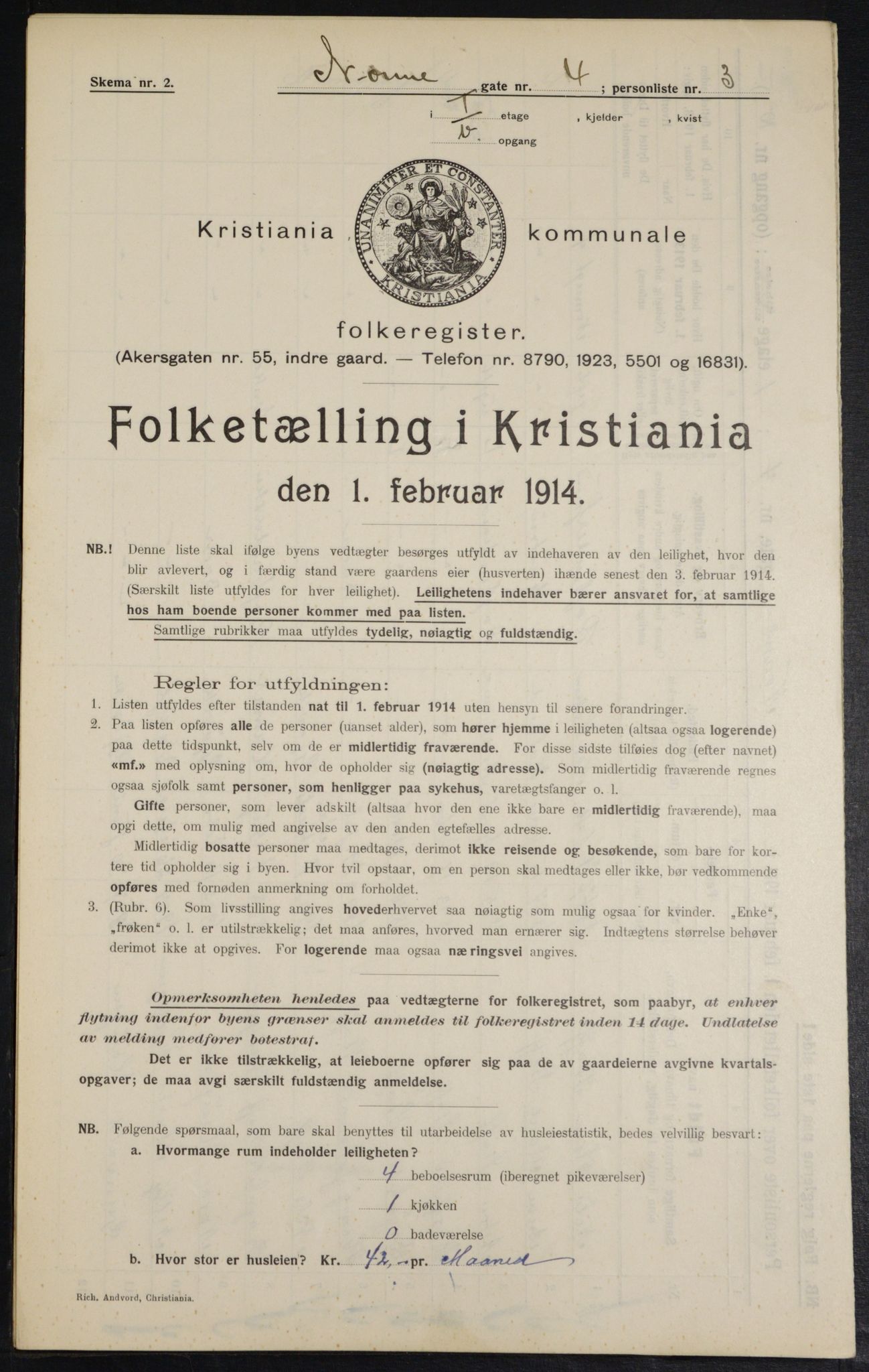 OBA, Municipal Census 1914 for Kristiania, 1914, p. 71388