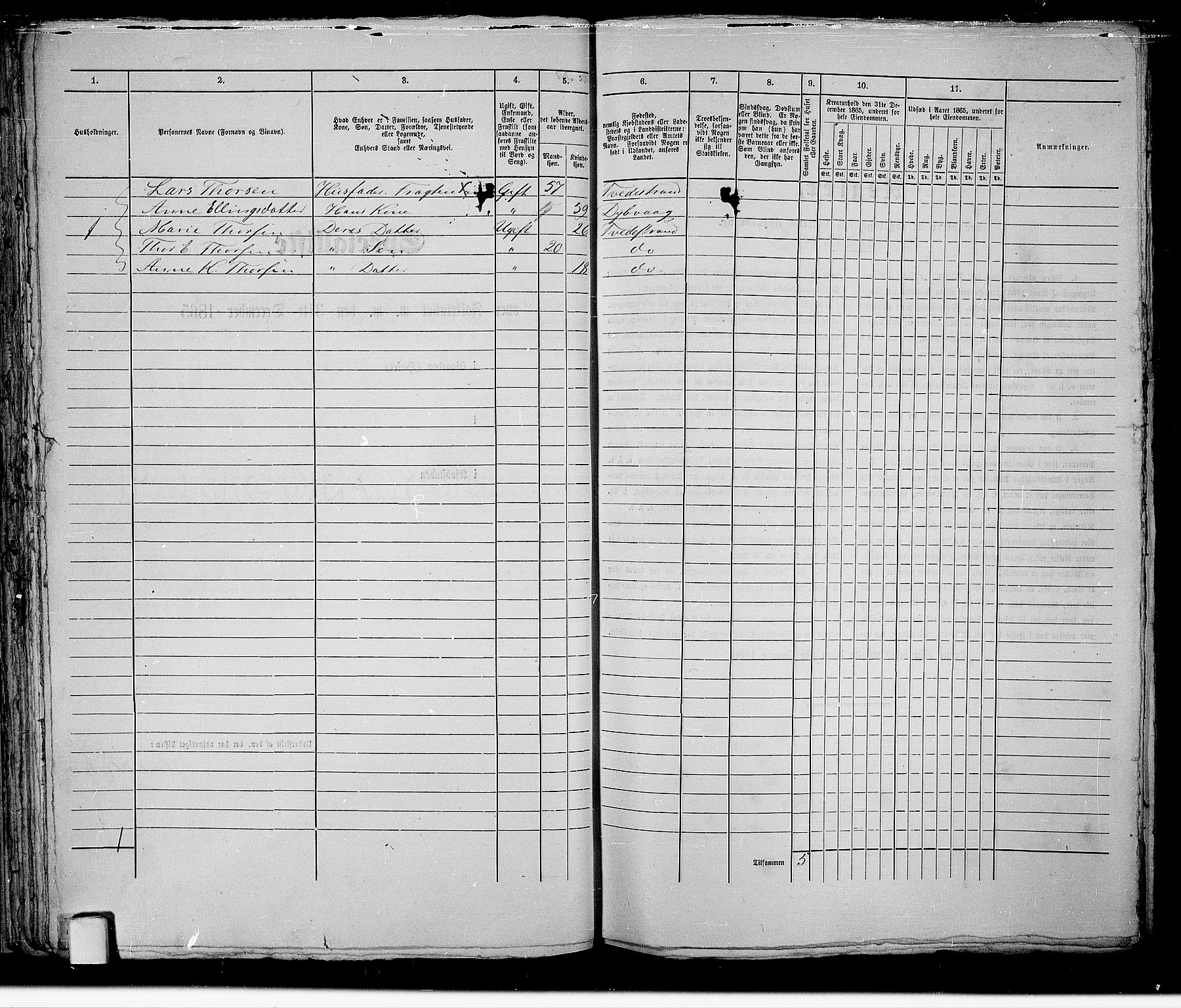 RA, 1865 census for Holt/Tvedestrand, 1865, p. 58