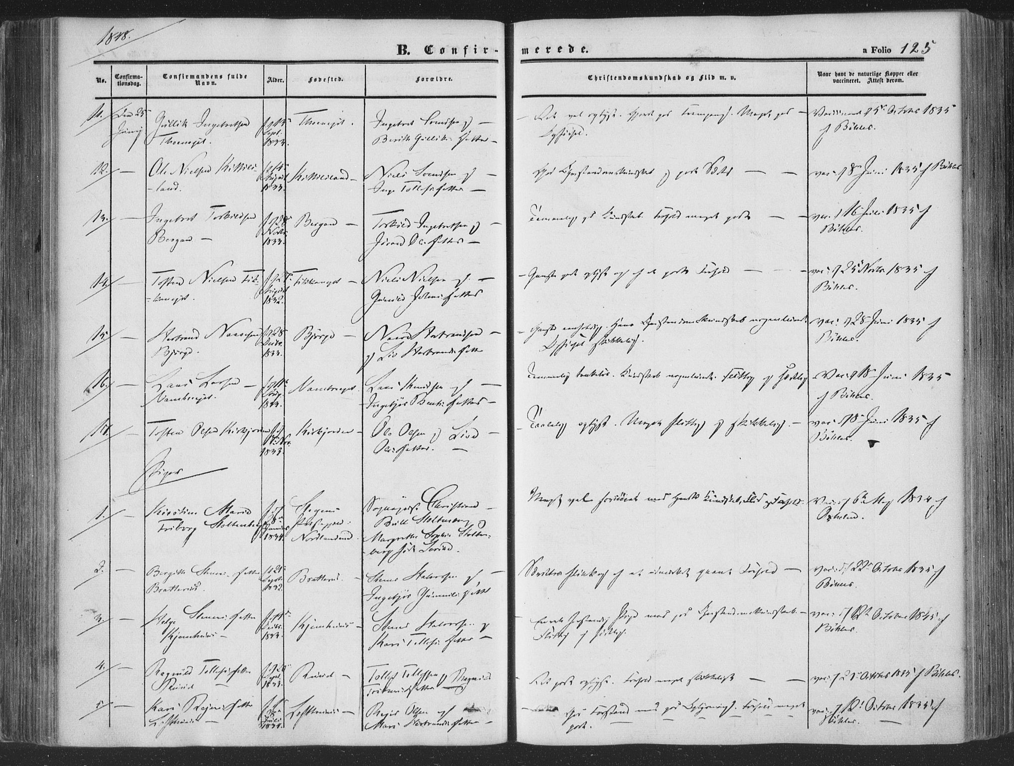 Rollag kirkebøker, AV/SAKO-A-240/F/Fa/L0008: Parish register (official) no. I 8, 1847-1860, p. 125