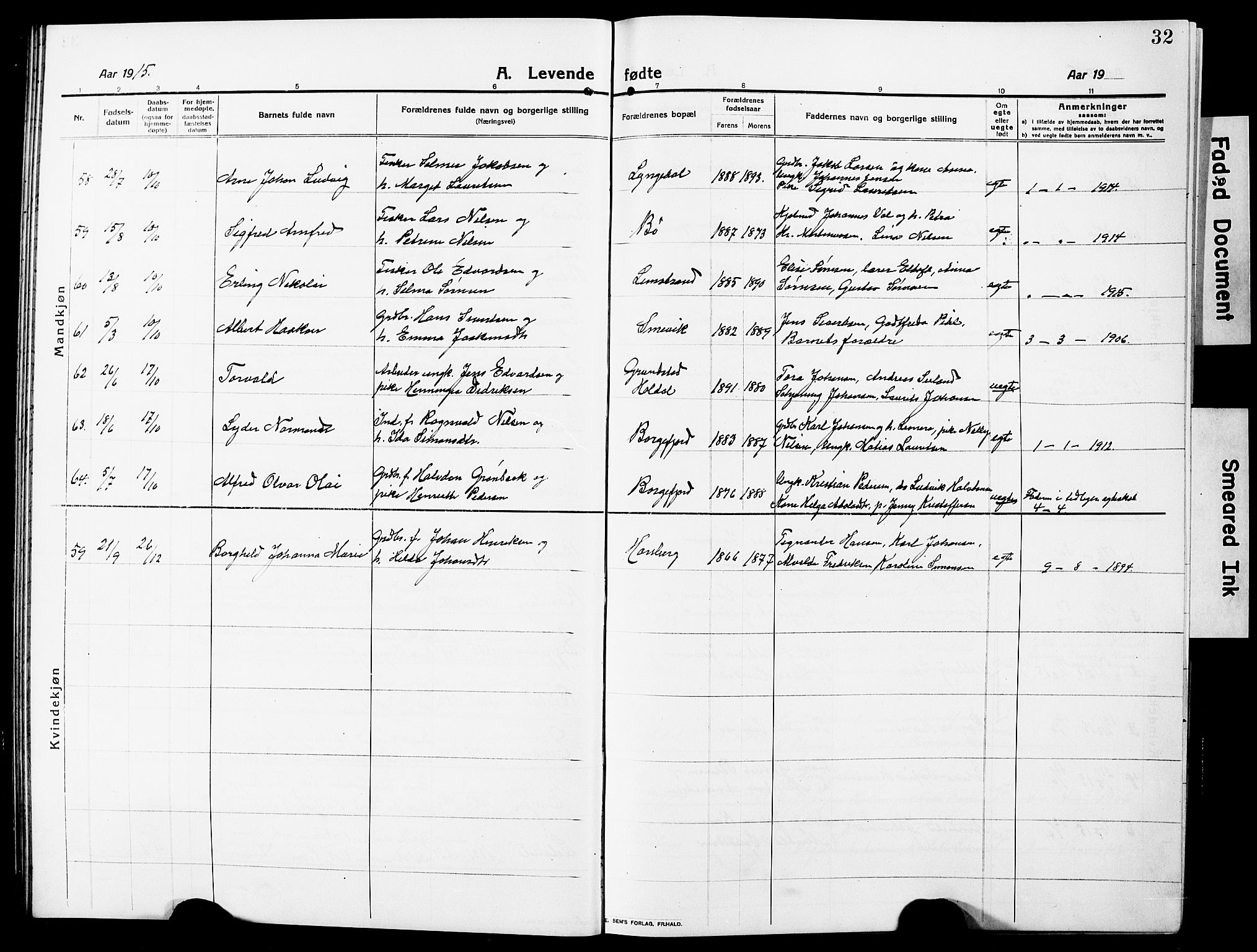 Ministerialprotokoller, klokkerbøker og fødselsregistre - Nordland, AV/SAT-A-1459/880/L1142: Parish register (copy) no. 880C04, 1913-1930, p. 32