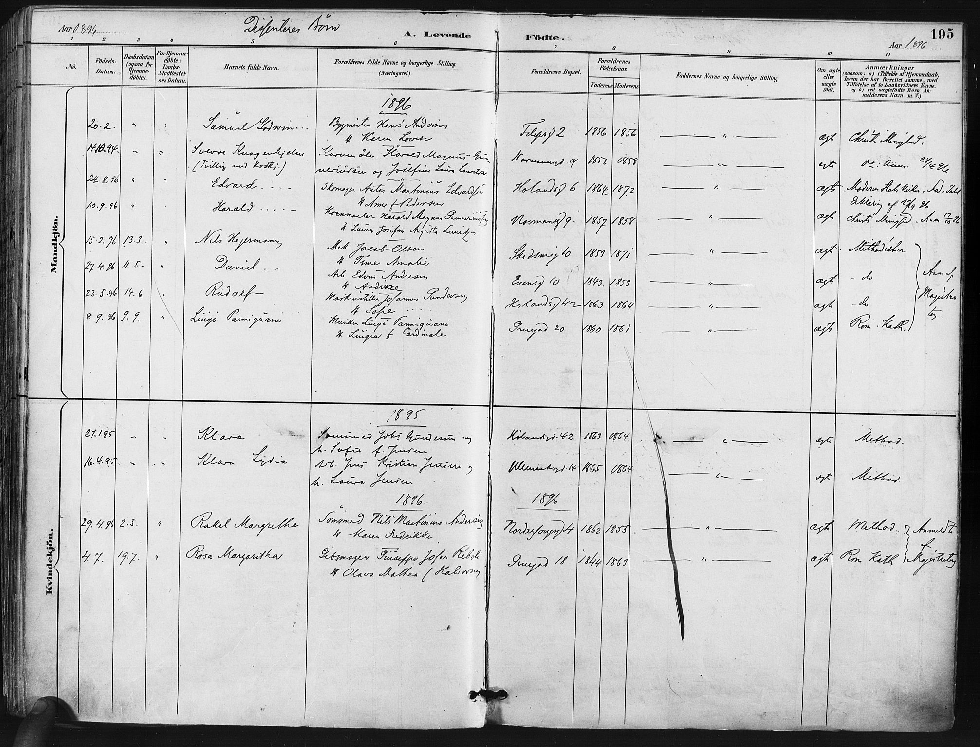 Kampen prestekontor Kirkebøker, SAO/A-10853/F/Fa/L0005: Parish register (official) no. I 5, 1890-1902, p. 195
