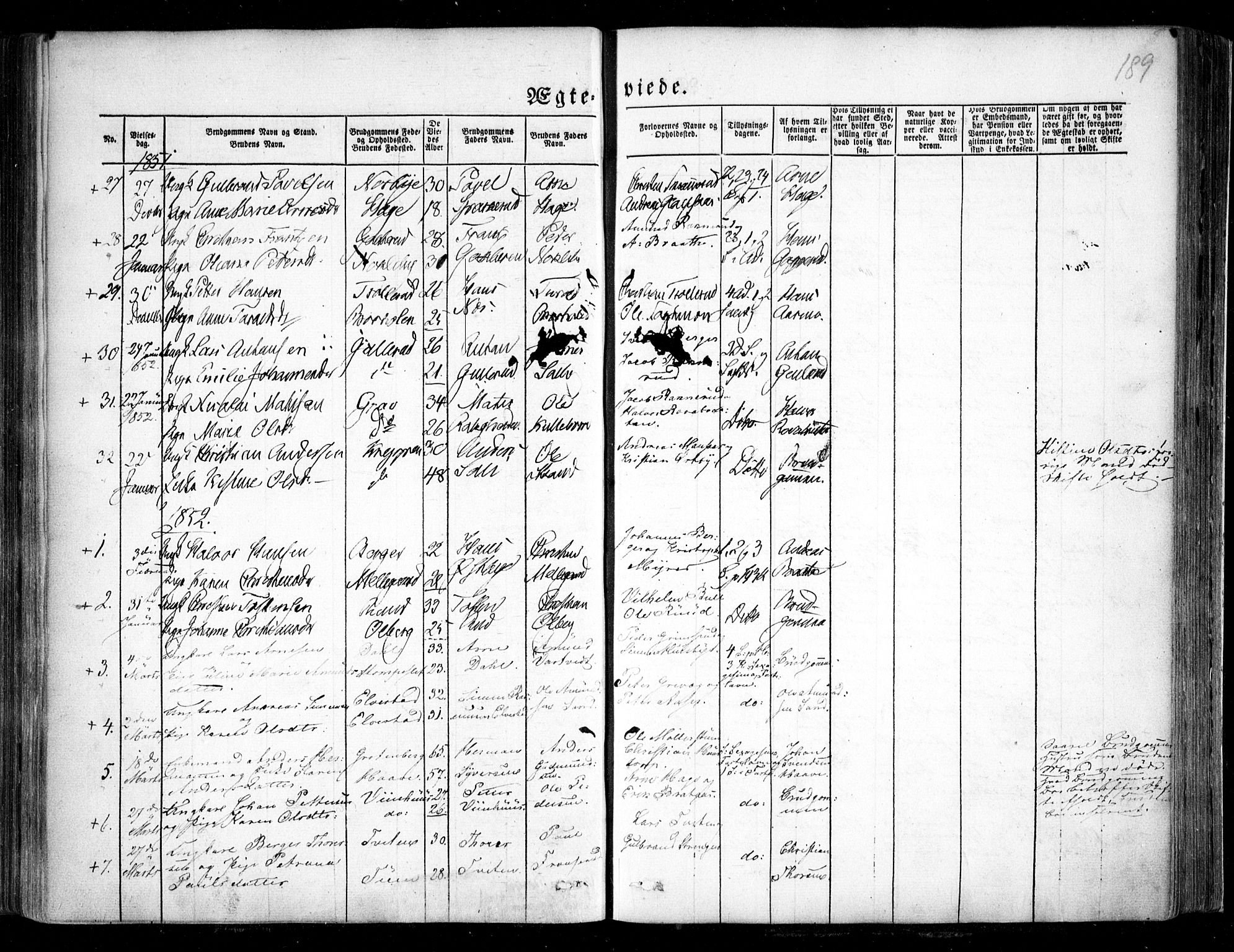 Trøgstad prestekontor Kirkebøker, AV/SAO-A-10925/F/Fa/L0007: Parish register (official) no. I 7, 1845-1854, p. 189