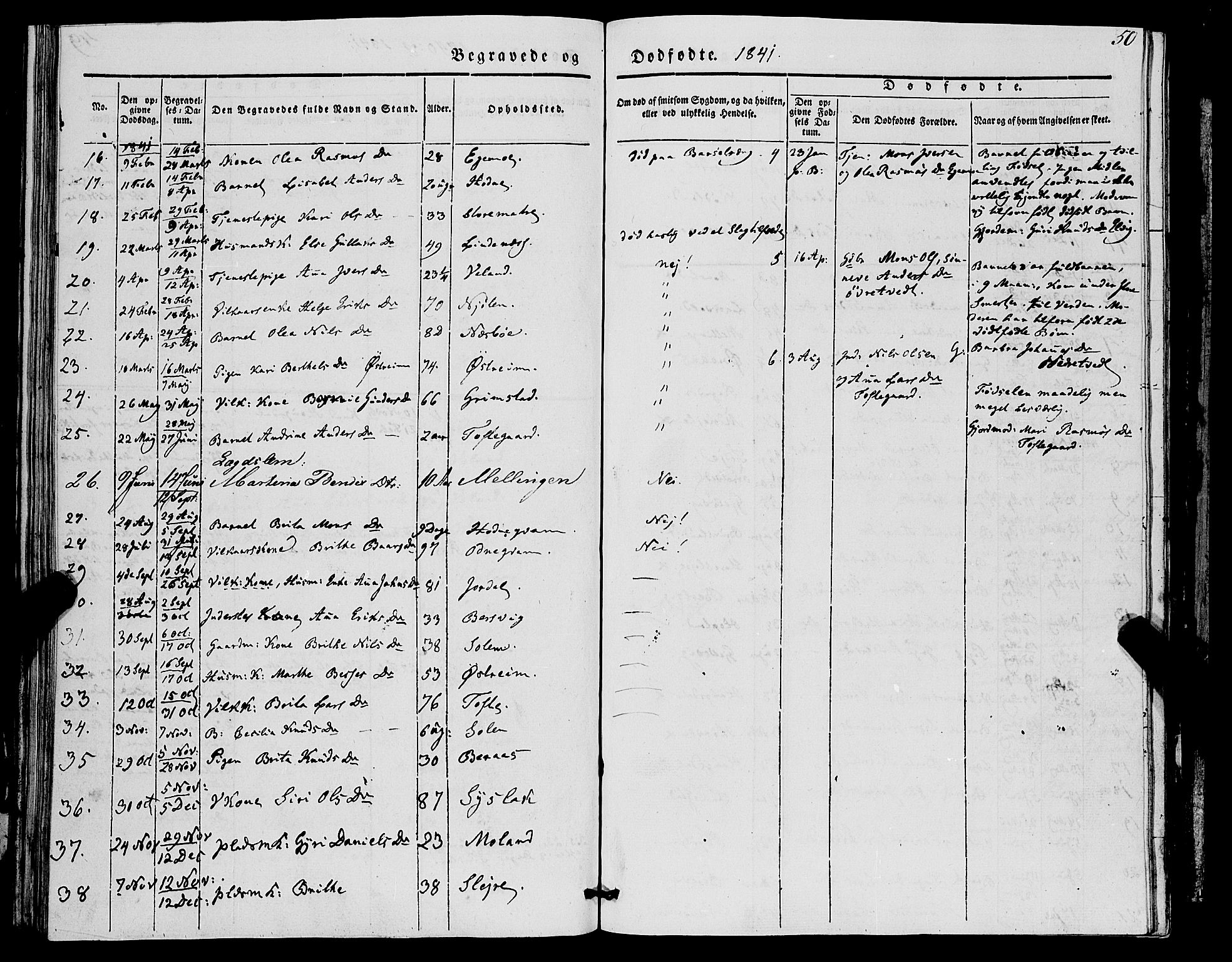 Lindås Sokneprestembete, SAB/A-76701/H/Haa: Parish register (official) no. A 14, 1835-1847, p. 50