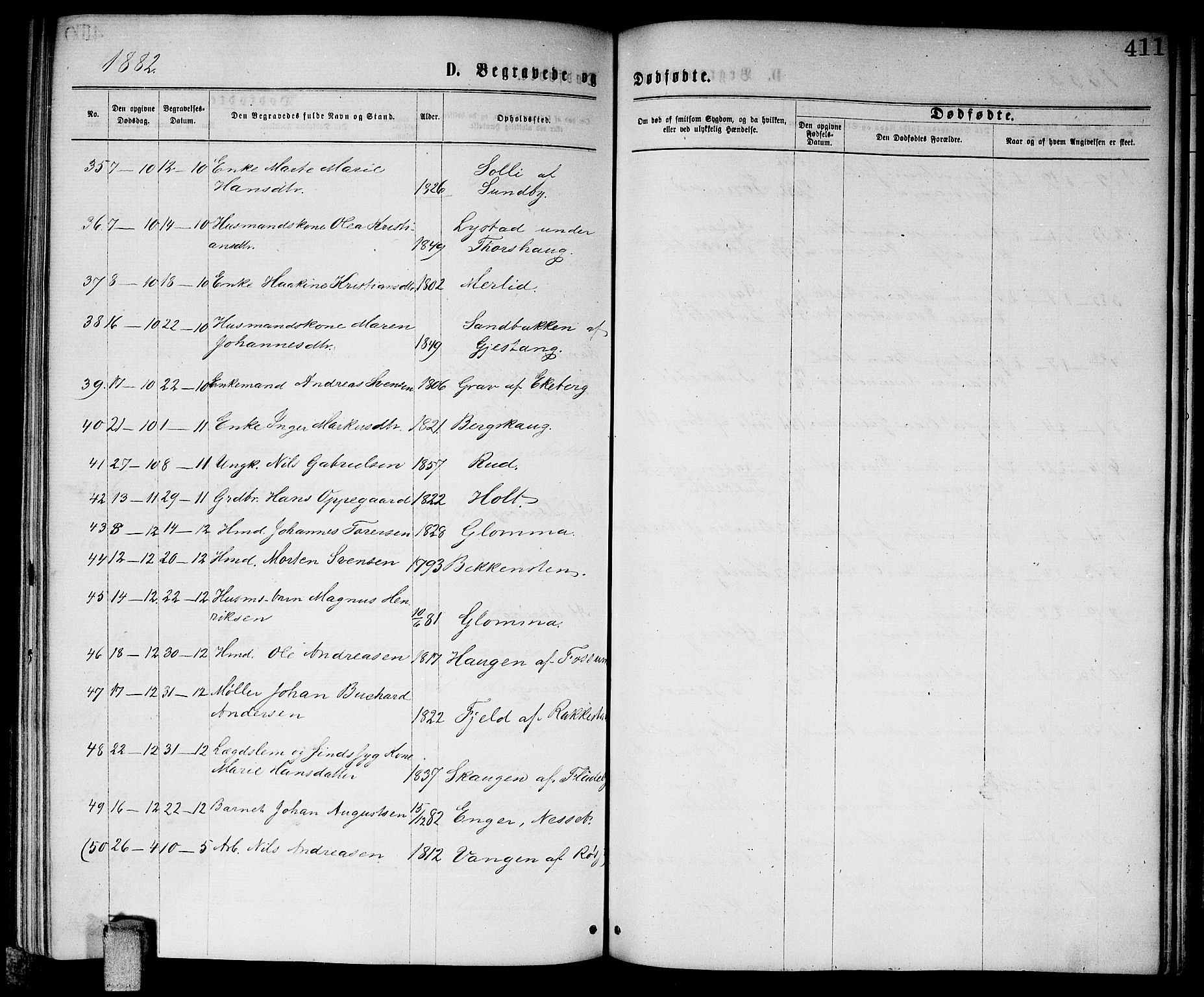 Enebakk prestekontor Kirkebøker, SAO/A-10171c/G/Ga/L0005: Parish register (copy) no. I 5, 1867-1888, p. 411