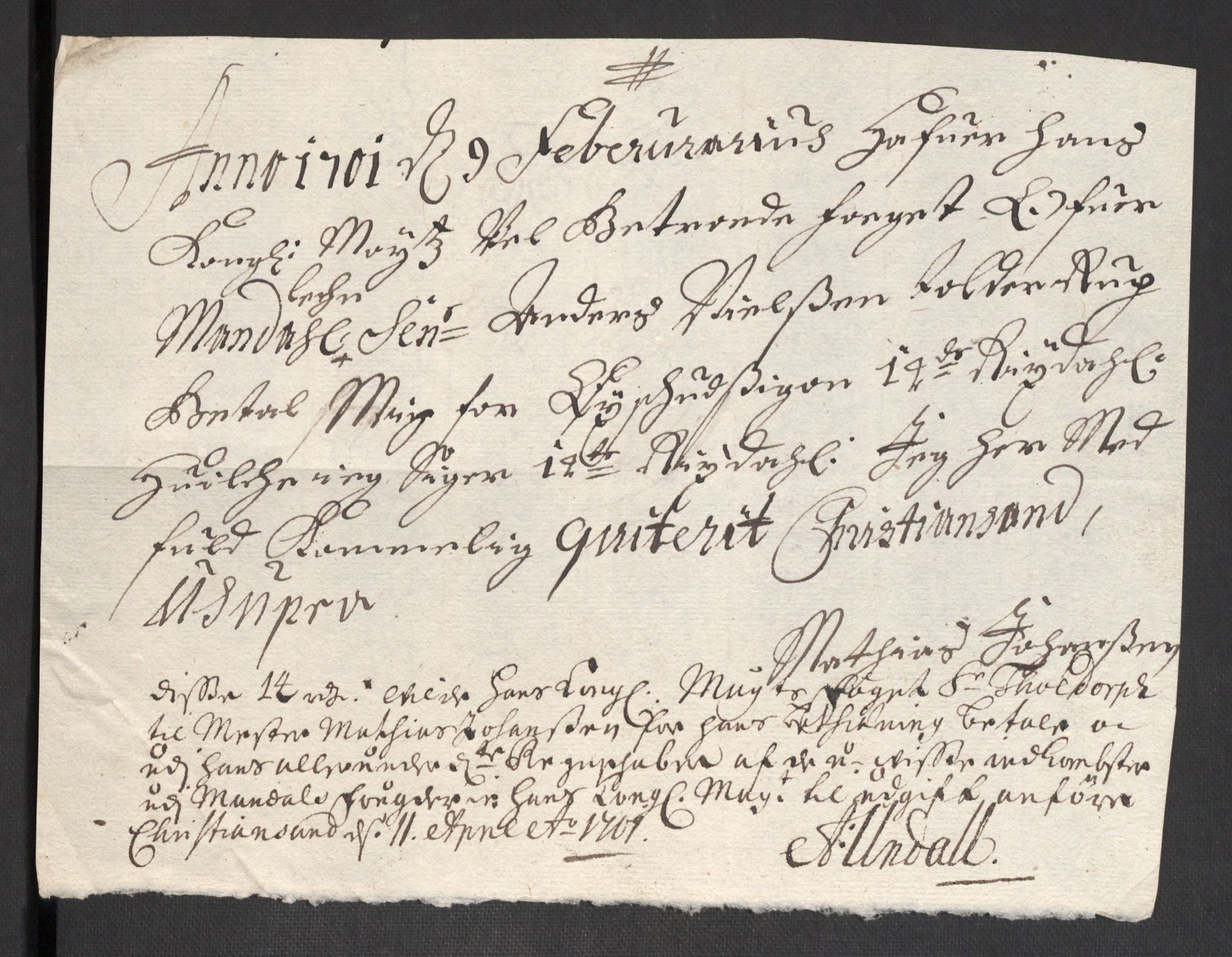 Rentekammeret inntil 1814, Reviderte regnskaper, Fogderegnskap, AV/RA-EA-4092/R43/L2548: Fogderegnskap Lista og Mandal, 1700, p. 272