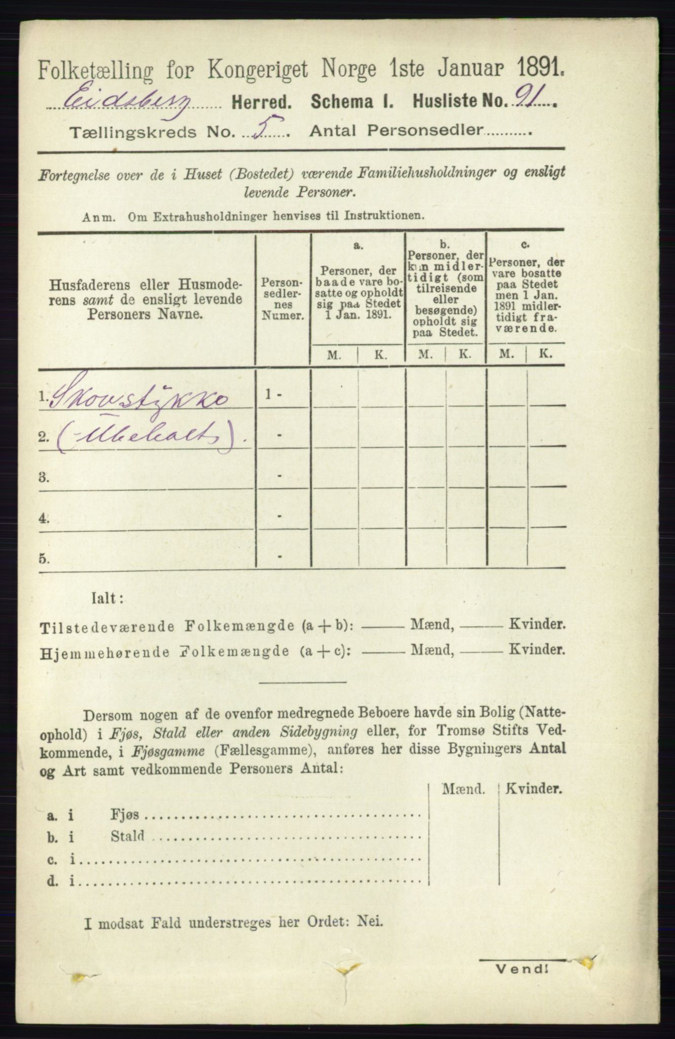 RA, 1891 census for 0125 Eidsberg, 1891, p. 3014