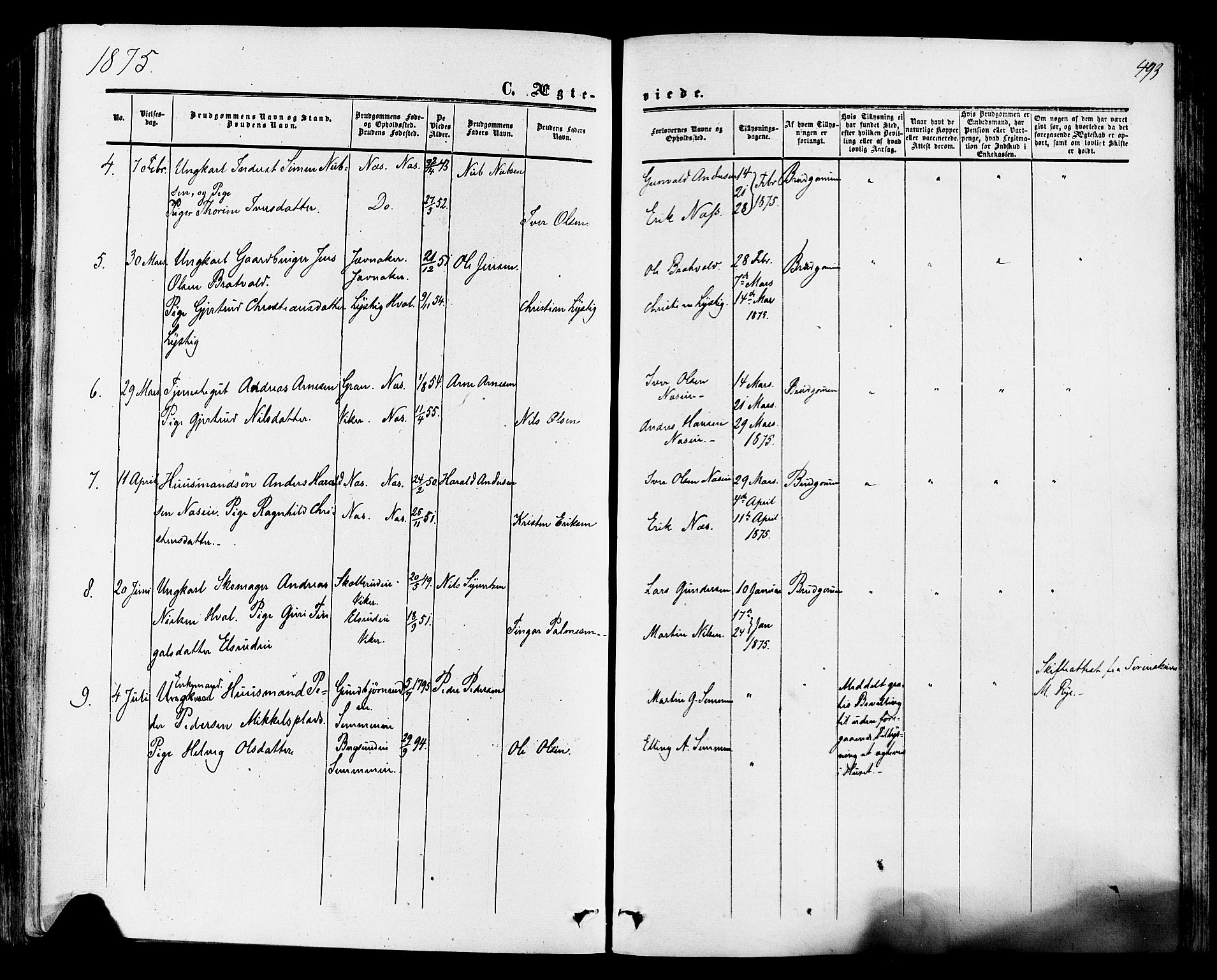 Ådal kirkebøker, AV/SAKO-A-248/F/Fa/L0001: Parish register (official) no. I 1, 1857-1883, p. 493