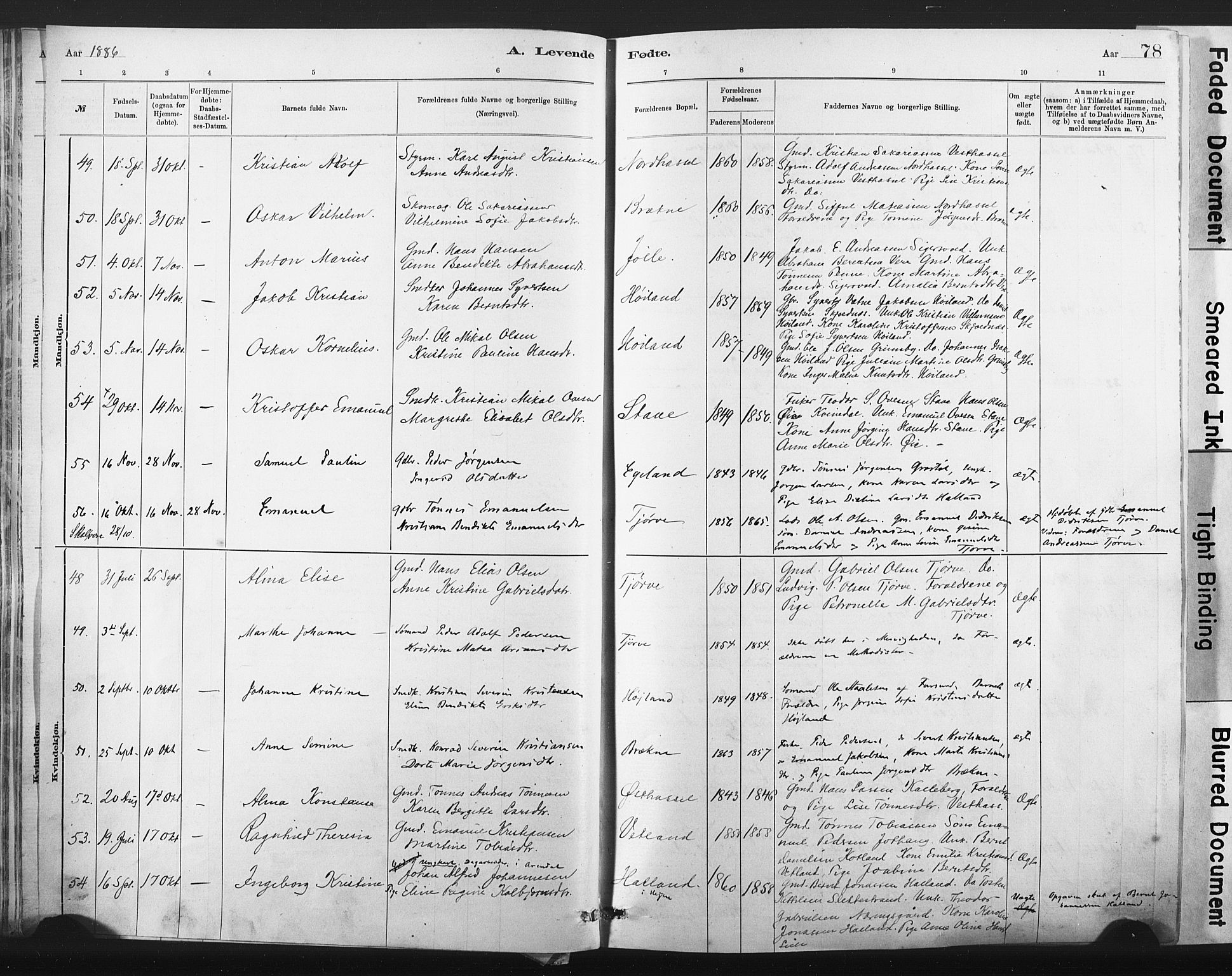 Lista sokneprestkontor, AV/SAK-1111-0027/F/Fa/L0012: Parish register (official) no. A 12, 1879-1903, p. 78