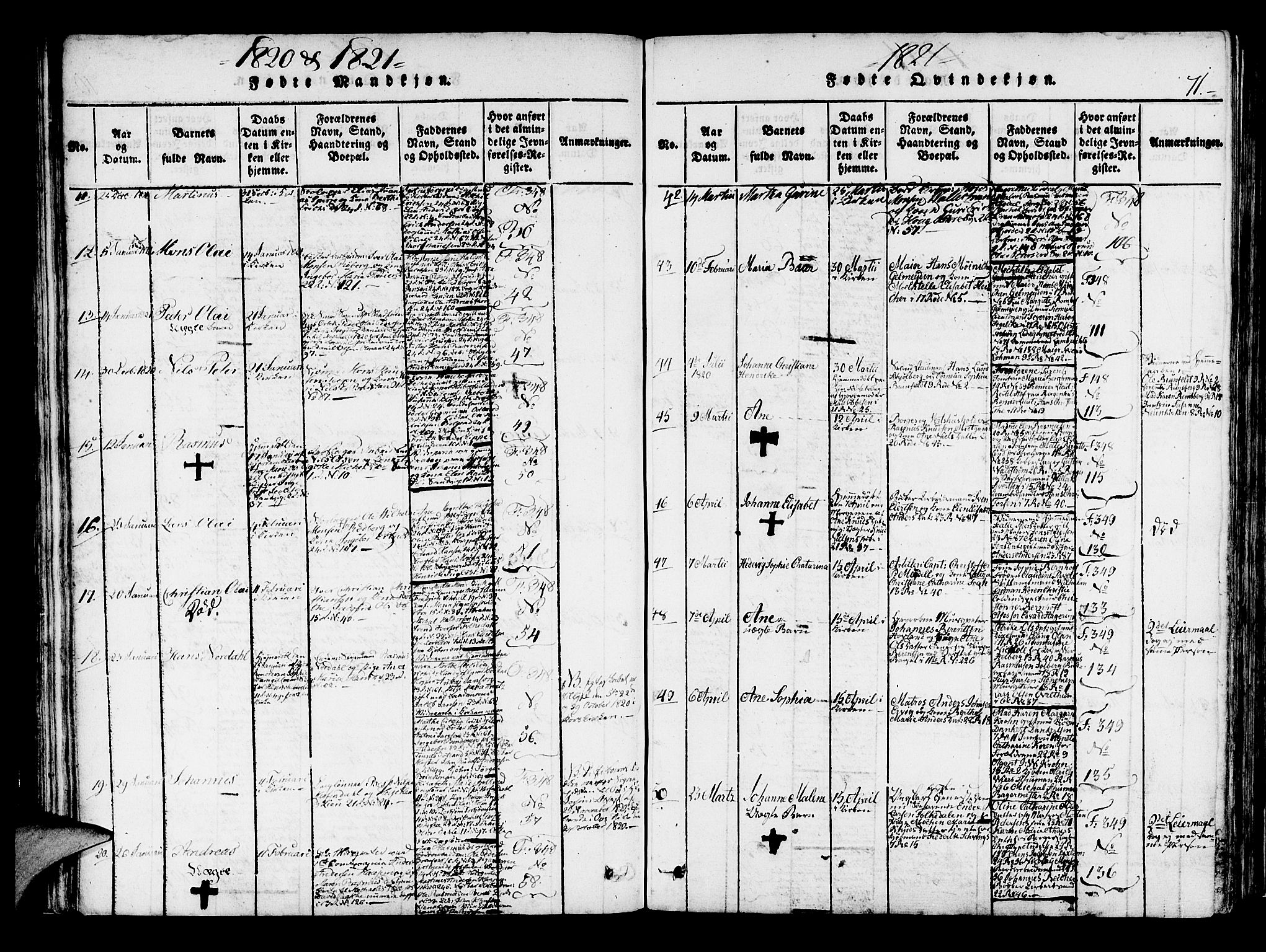 Korskirken sokneprestembete, SAB/A-76101/H/Haa/L0013: Parish register (official) no. A 13, 1815-1822, p. 71