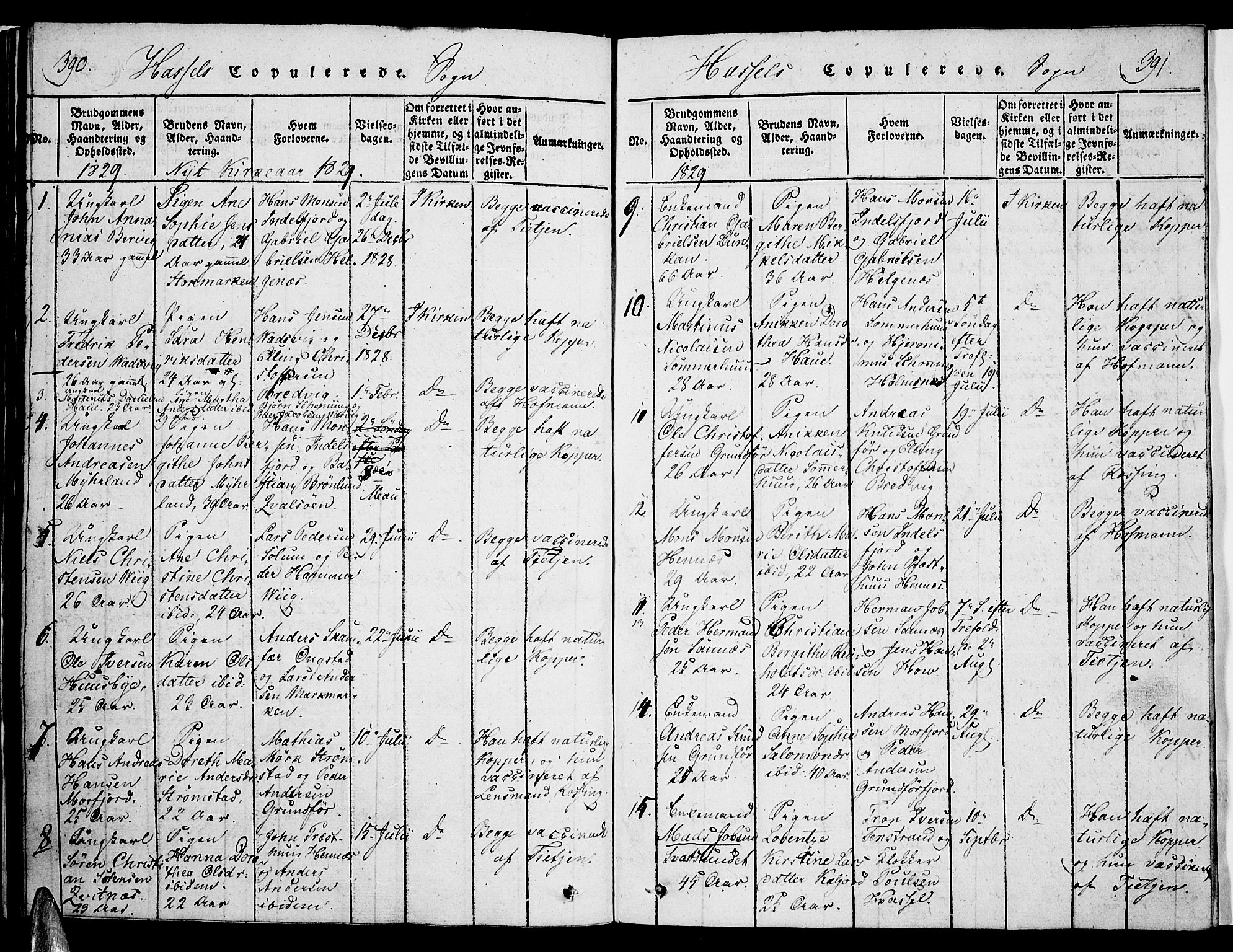 Ministerialprotokoller, klokkerbøker og fødselsregistre - Nordland, AV/SAT-A-1459/888/L1237: Parish register (official) no. 888A05 /1, 1820-1836, p. 390-391