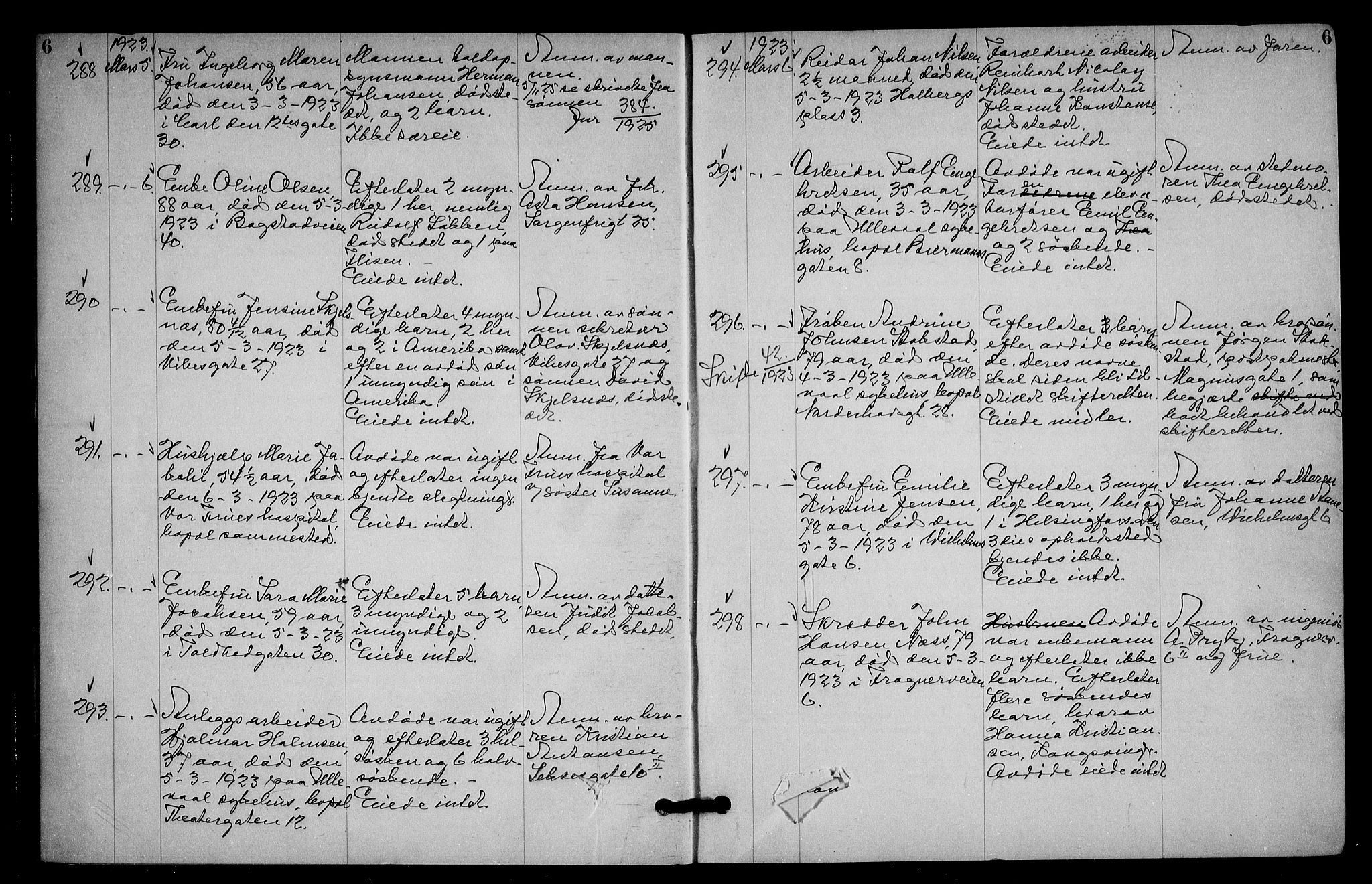 Oslo skifterett, AV/SAO-A-10383/G/Ga/Gac/L0012: Dødsfallsprotokoll, 1923-1925, p. 6