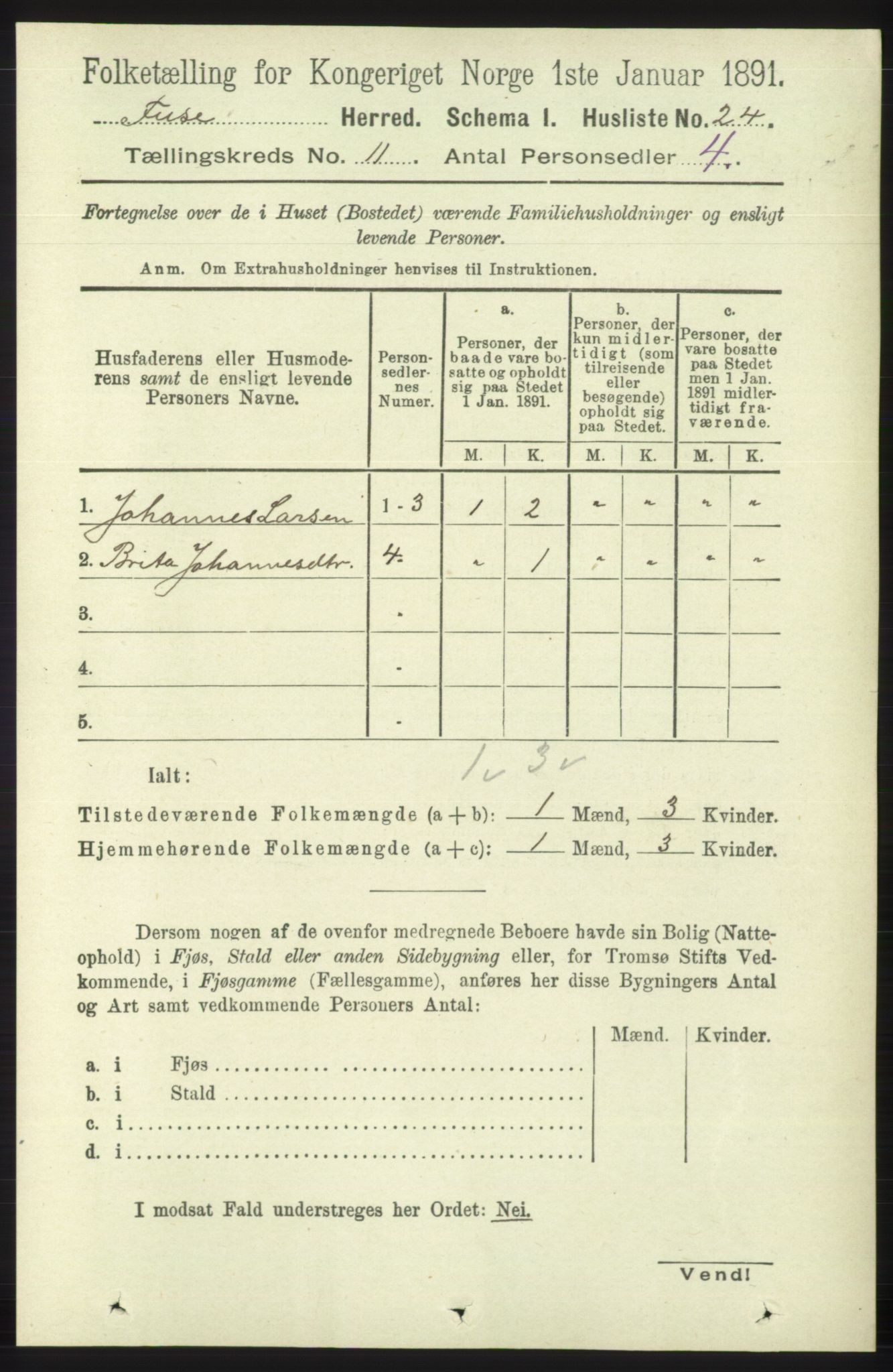 RA, 1891 census for 1241 Fusa, 1891, p. 2109