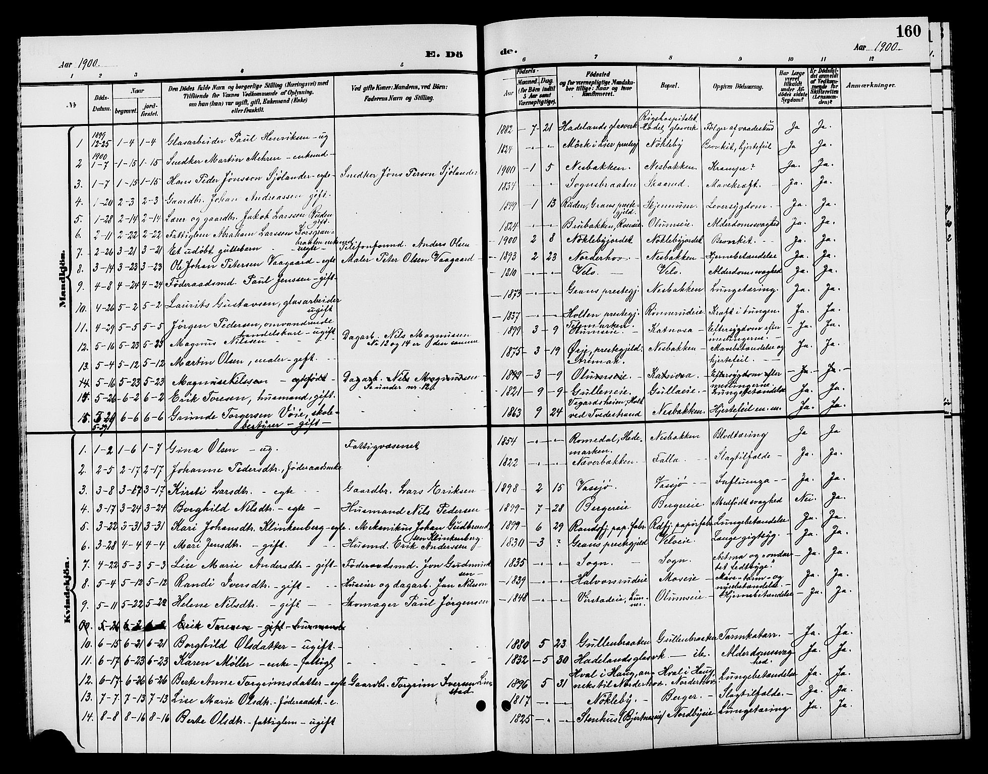 Jevnaker prestekontor, SAH/PREST-116/H/Ha/Hab/L0002: Parish register (copy) no. 2, 1896-1906, p. 160