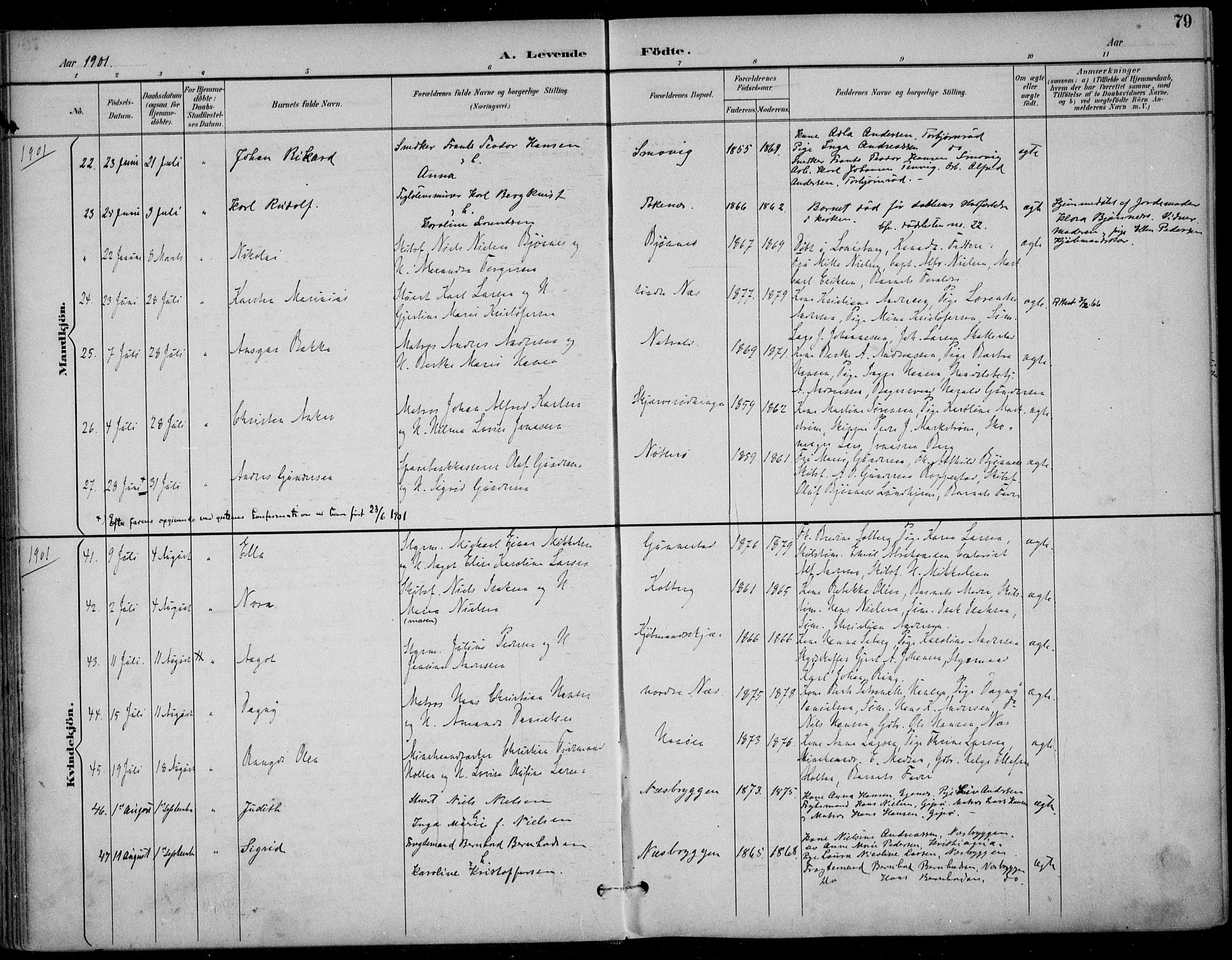 Nøtterøy kirkebøker, AV/SAKO-A-354/F/Fa/L0009: Parish register (official) no. I 9, 1894-1907, p. 79