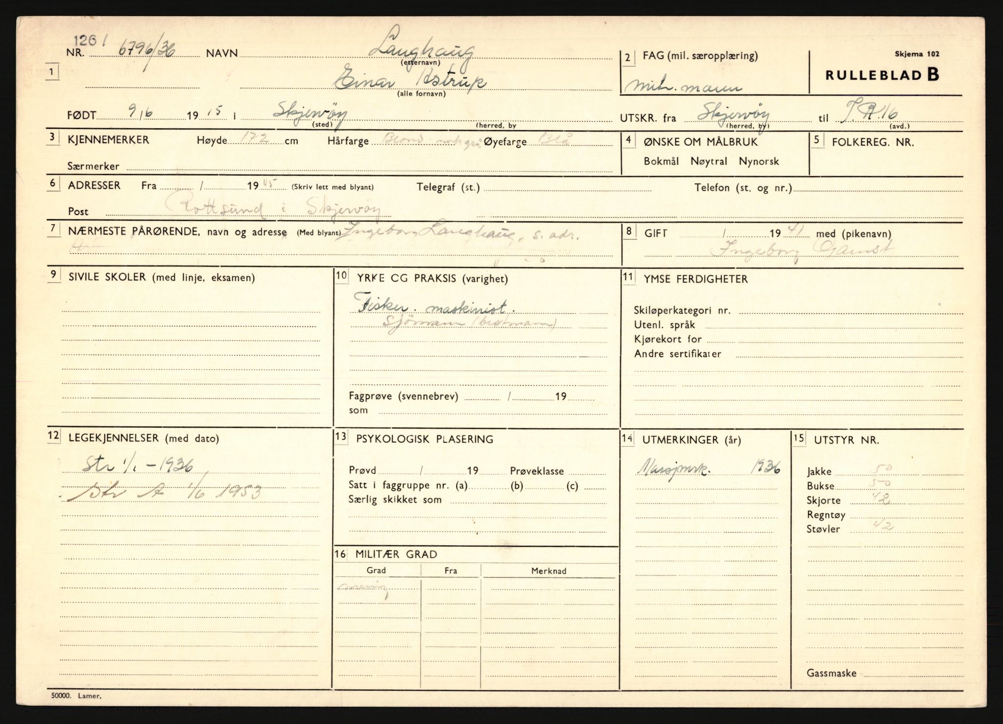 Forsvaret, Troms infanteriregiment nr. 16, AV/RA-RAFA-3146/P/Pa/L0020: Rulleblad for regimentets menige mannskaper, årsklasse 1936, 1936, p. 751