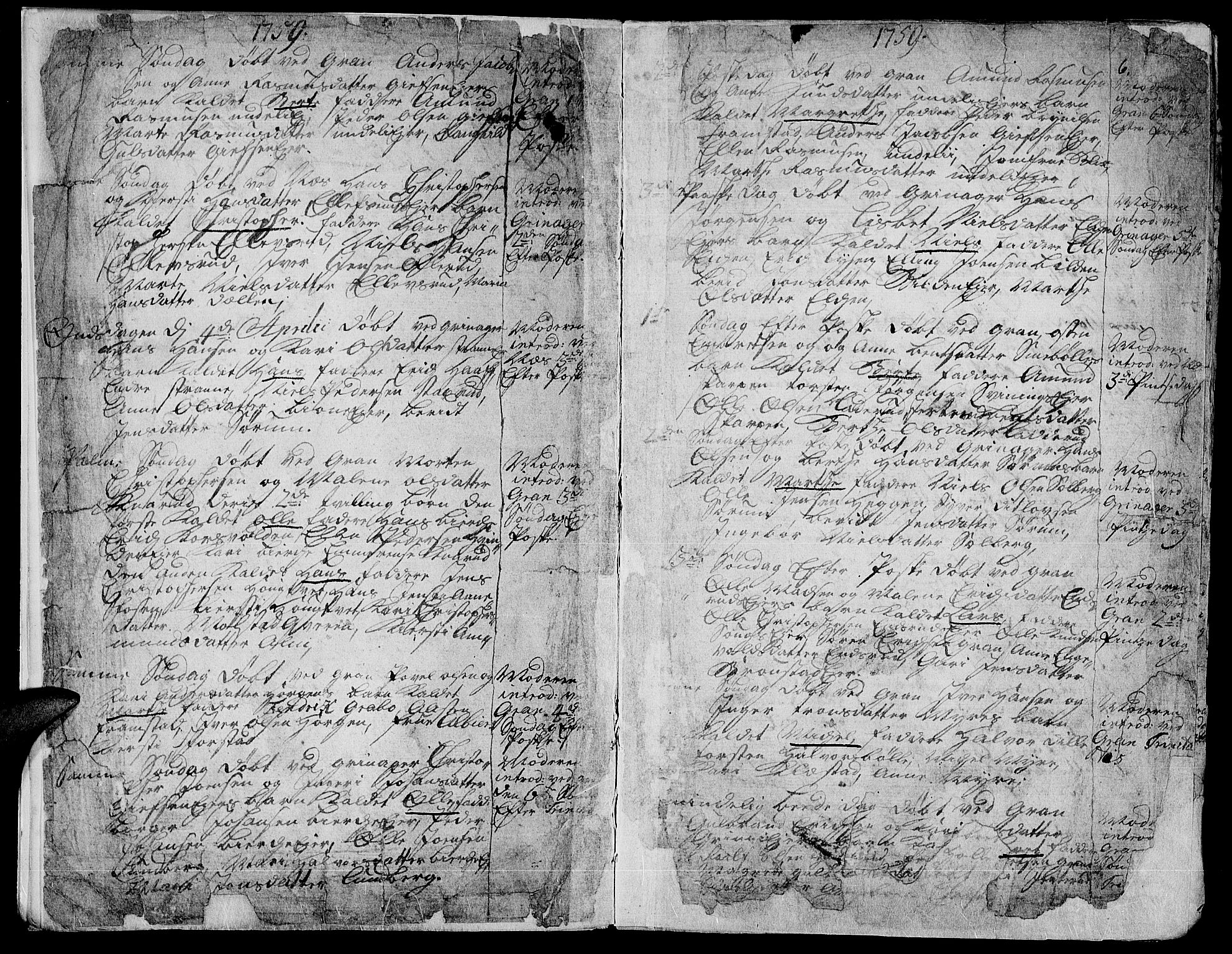 Gran prestekontor, SAH/PREST-112/H/Ha/Haa/L0004: Parish register (official) no. 4, 1759-1775, p. 6