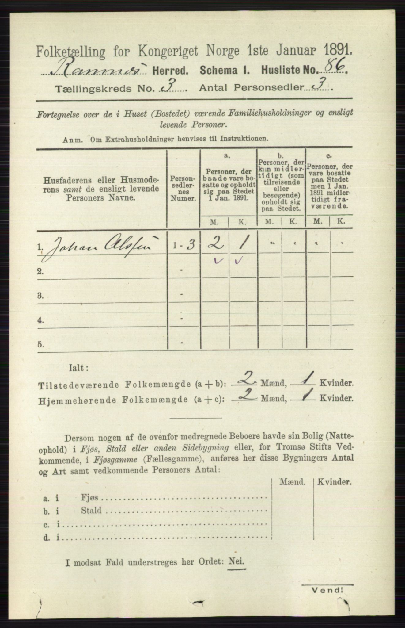 RA, 1891 census for 0718 Ramnes, 1891, p. 1289