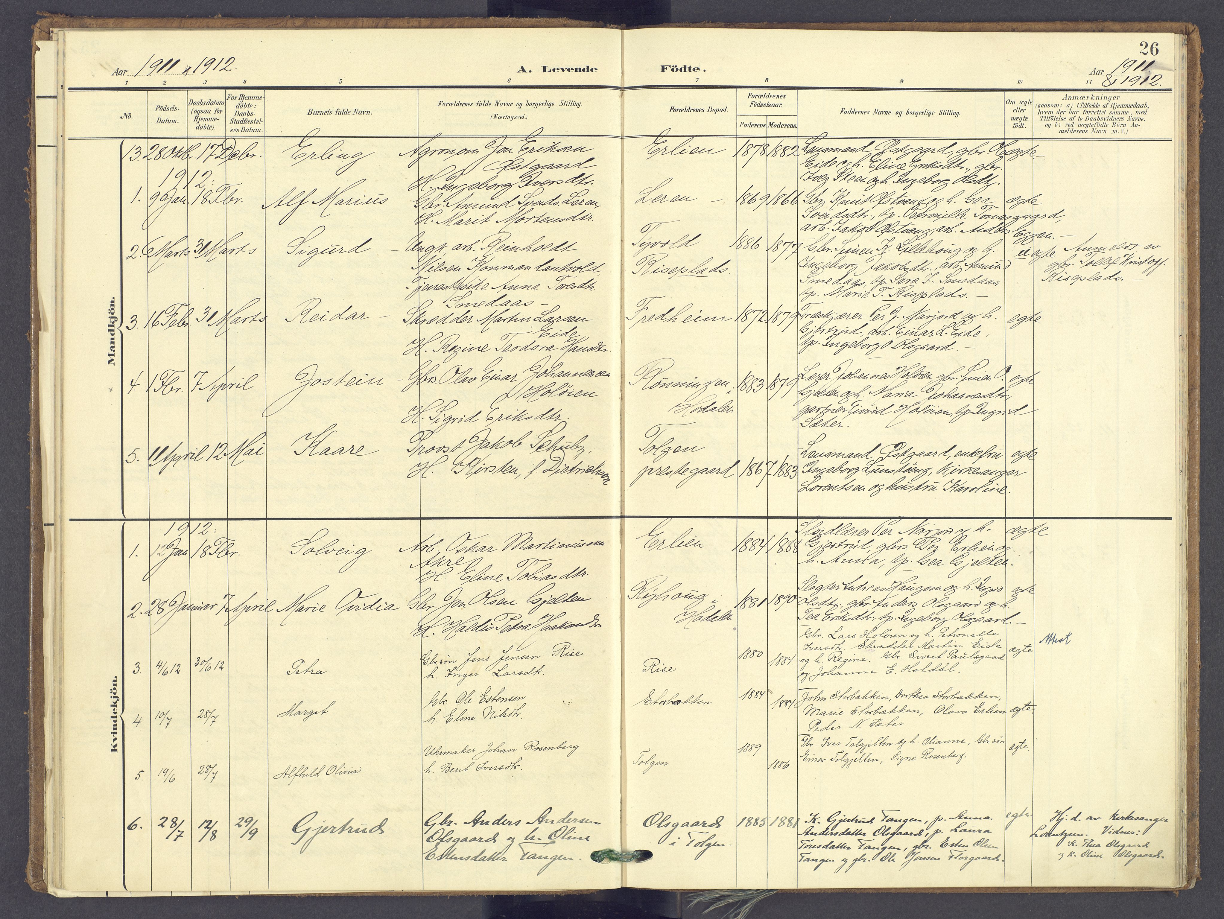 Tolga prestekontor, SAH/PREST-062/K/L0014: Parish register (official) no. 14, 1903-1929, p. 26